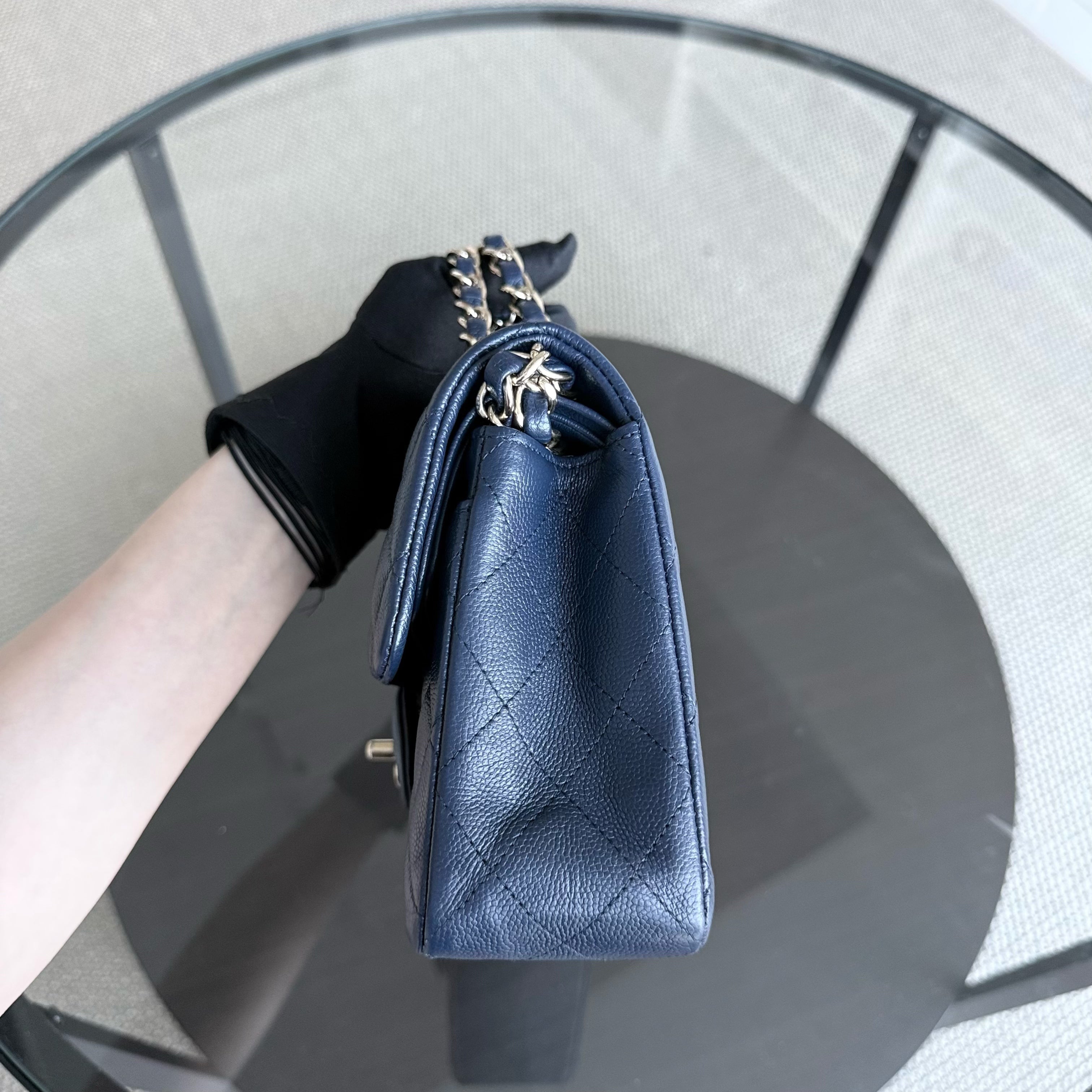 Chanel Classic Flap Small - Caviar 23CM Quilted Dark Blue Gold Hardware Series 24