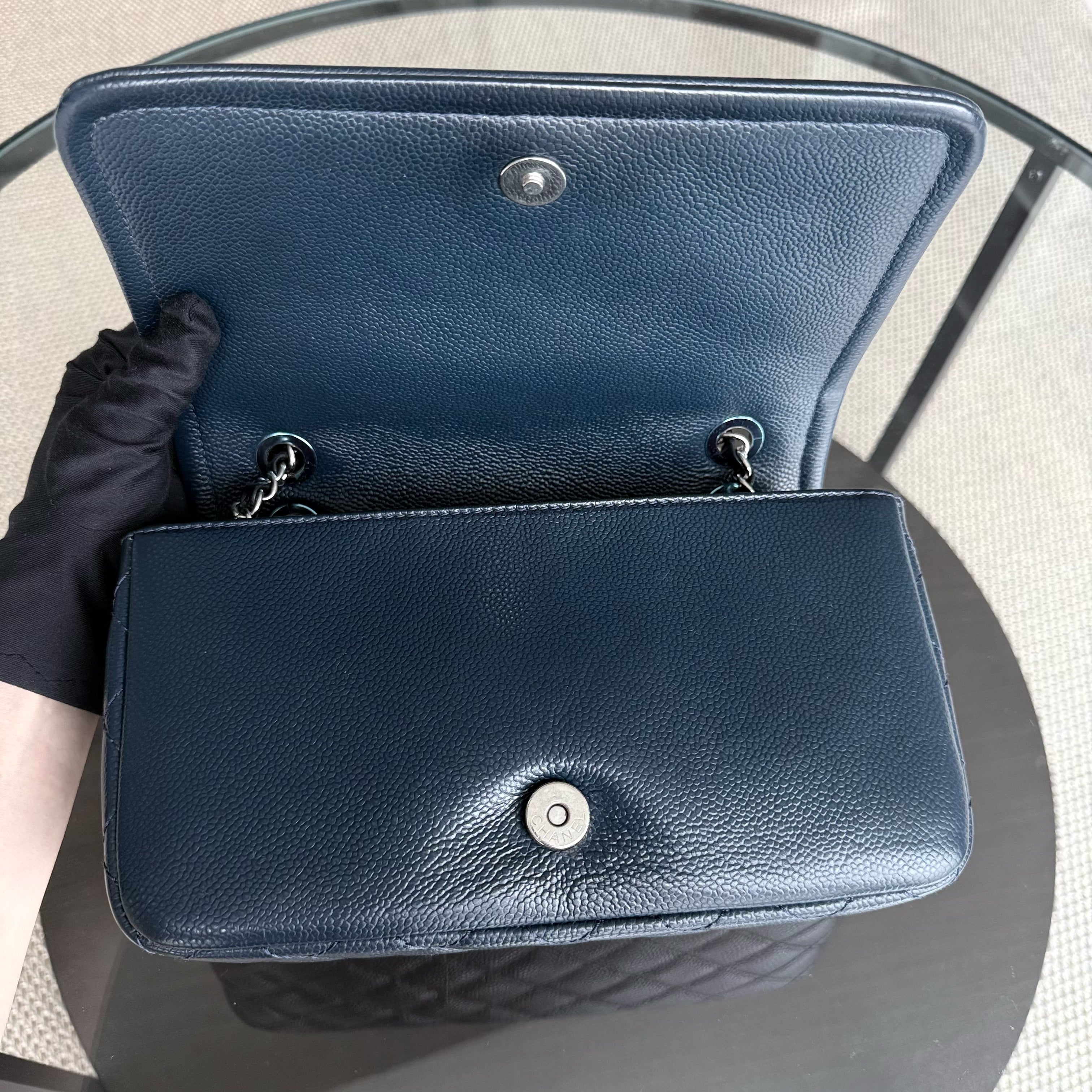Chanel Seasonal Timeless CC Flap - Caviar 24CM Dark Blue Silver Hardware Series 15