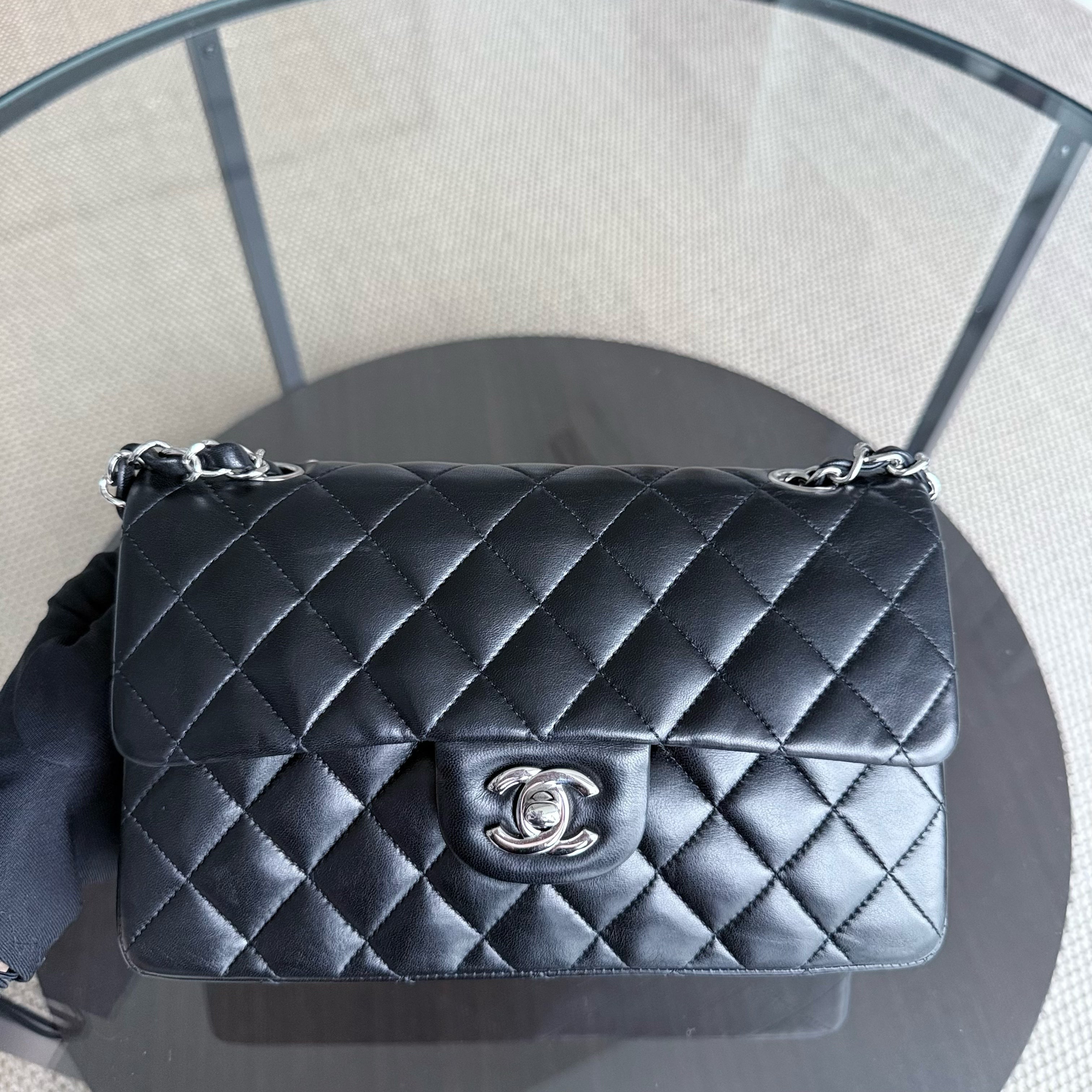 Chanel Classic Flap Small - 23CM Quilted Lambskin Black Silver Hardware Series 14