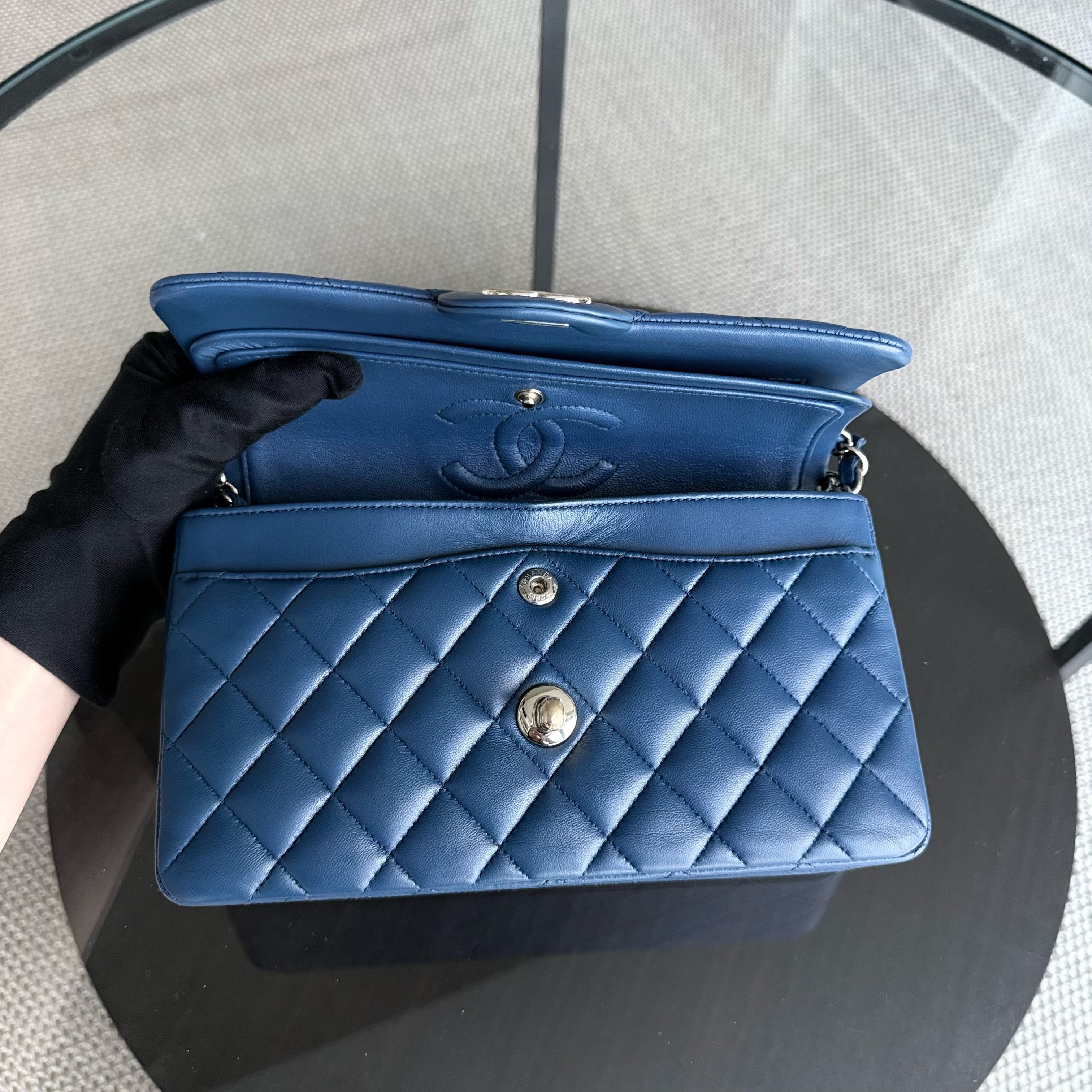 Chanel Classic Flap Small - 23CM Quilted Lambskin Blue Gold Hardware Series 25