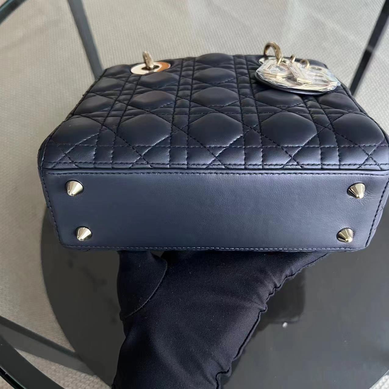 Dior Lady Small - Cannage Lambskin Dark Blue Golden Hardware