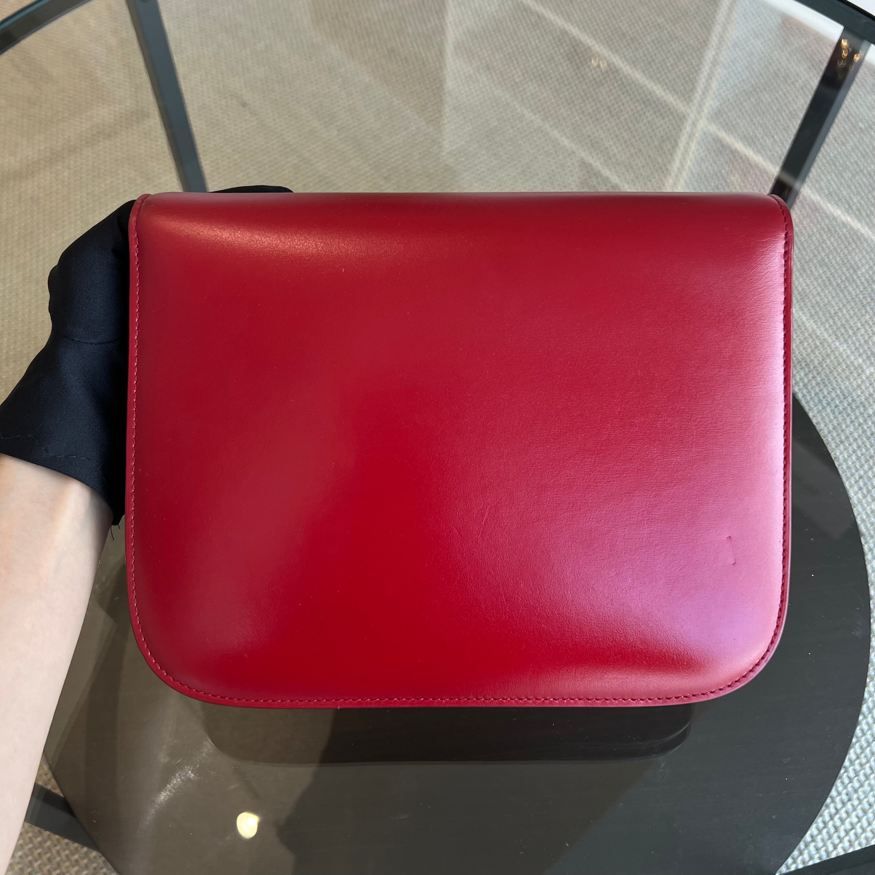 Celine Box Classic Smooth Calfskin Red Golden Hardware - Luxury Evermore