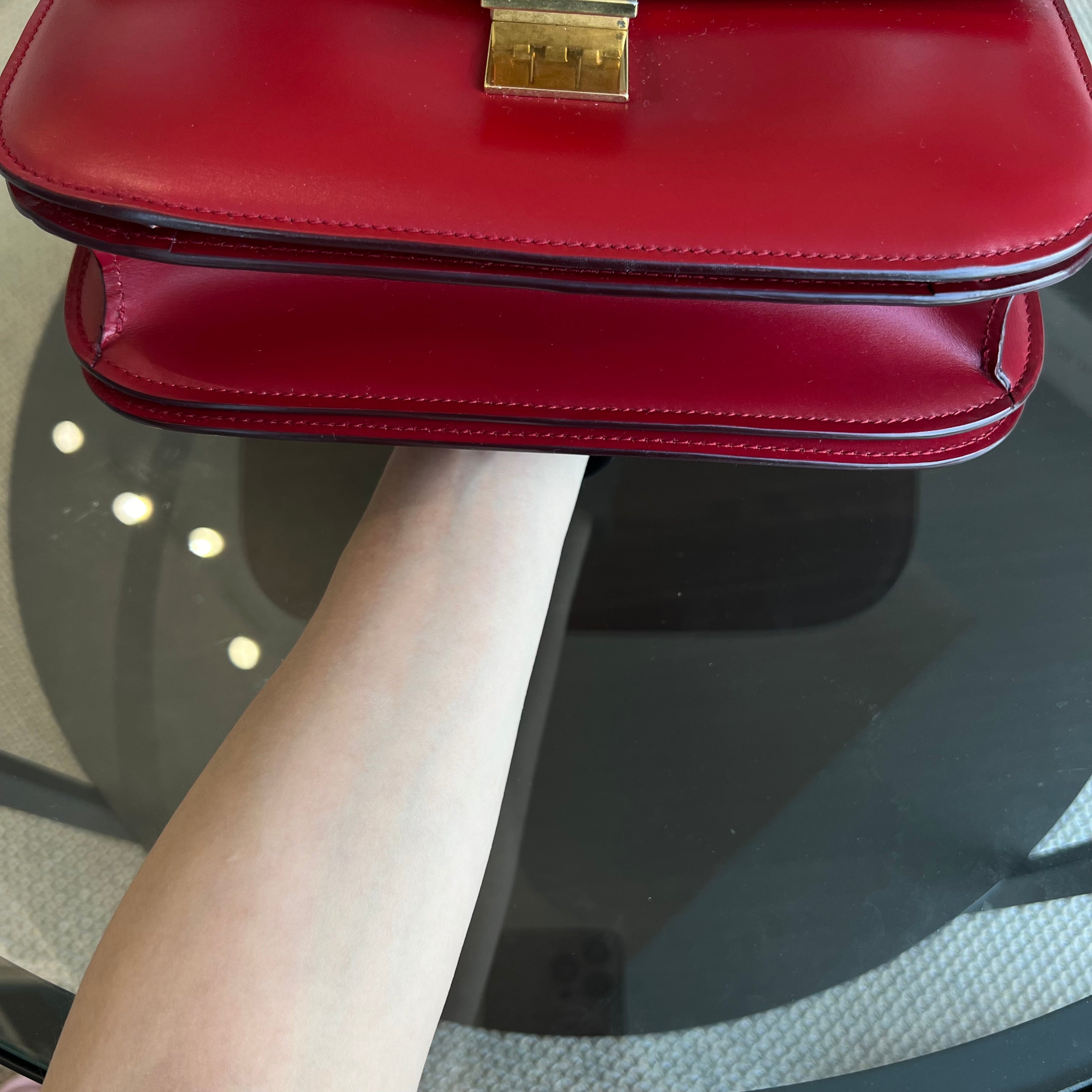 Celine Box Classic Smooth Calfskin Red Golden Hardware - Luxury Evermore