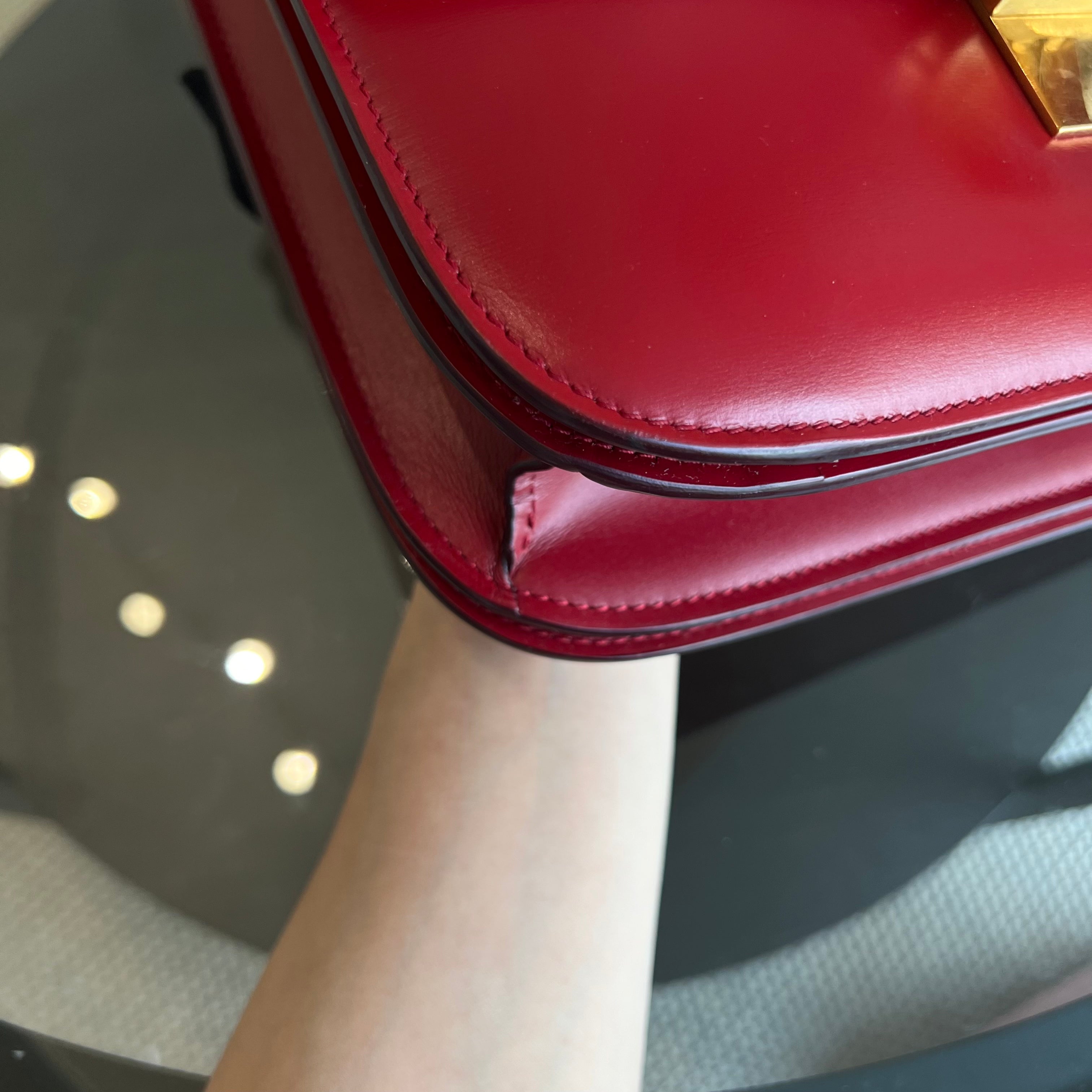 Celine Box Classic Smooth Calfskin Red Golden Hardware - Luxury Evermore