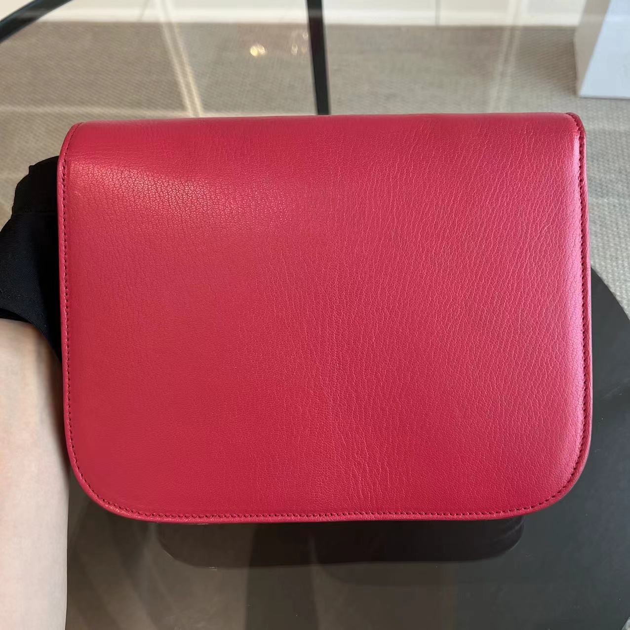 Celine Box Medium Grained Calfskin Hot Pink Silver Hardware - Luxury Evermore