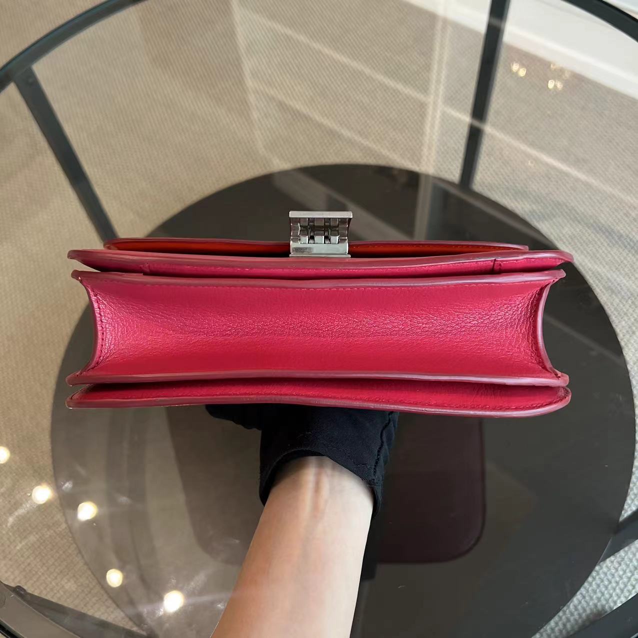 Celine Box Medium Grained Calfskin Hot Pink Silver Hardware - Luxury Evermore