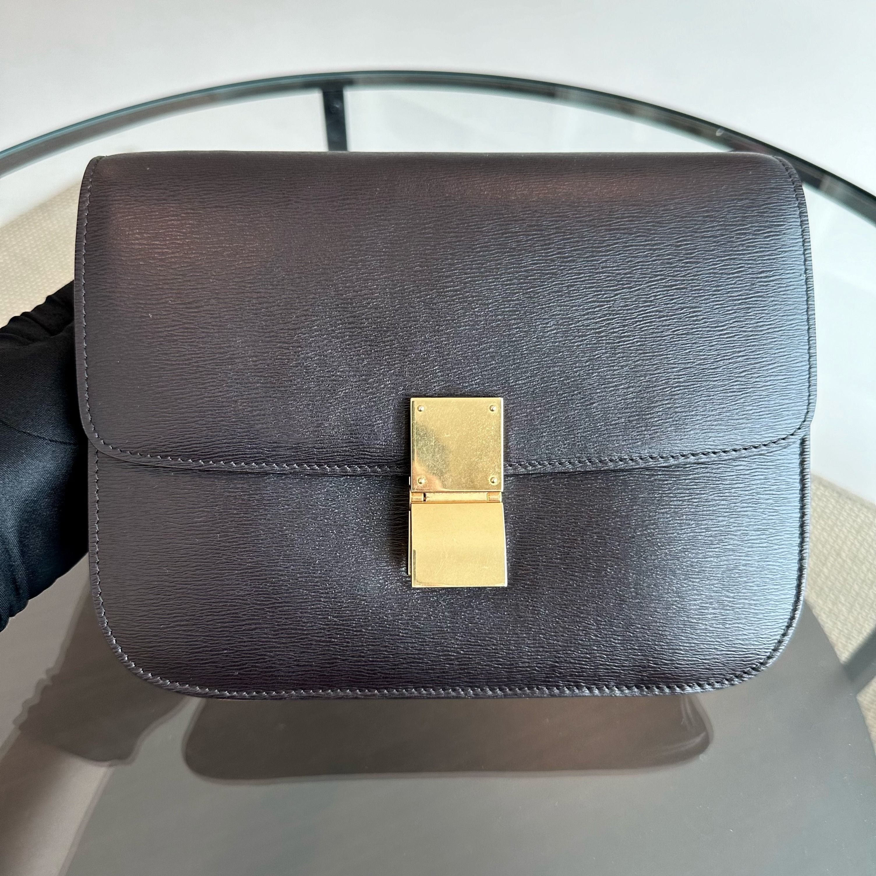 Celine Classic Box Medium Liege Calfskin Dark Brown GHW - Luxury Evermore