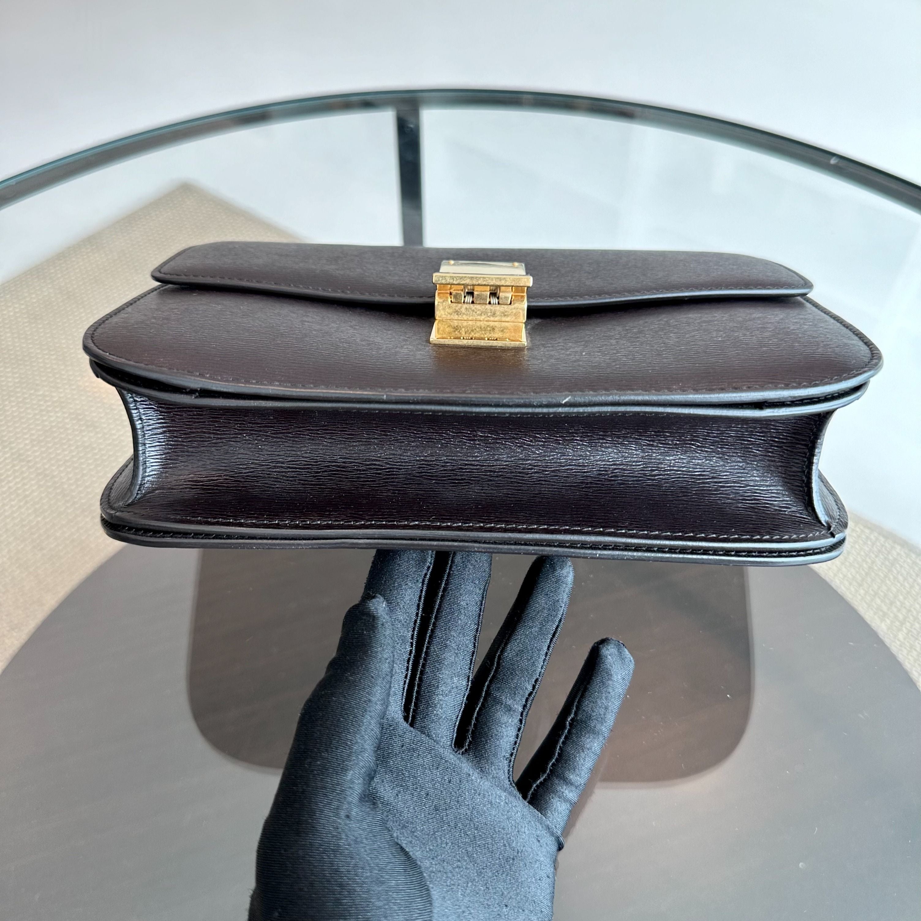 Celine Classic Box Medium Liege Calfskin Dark Brown GHW - Luxury Evermore