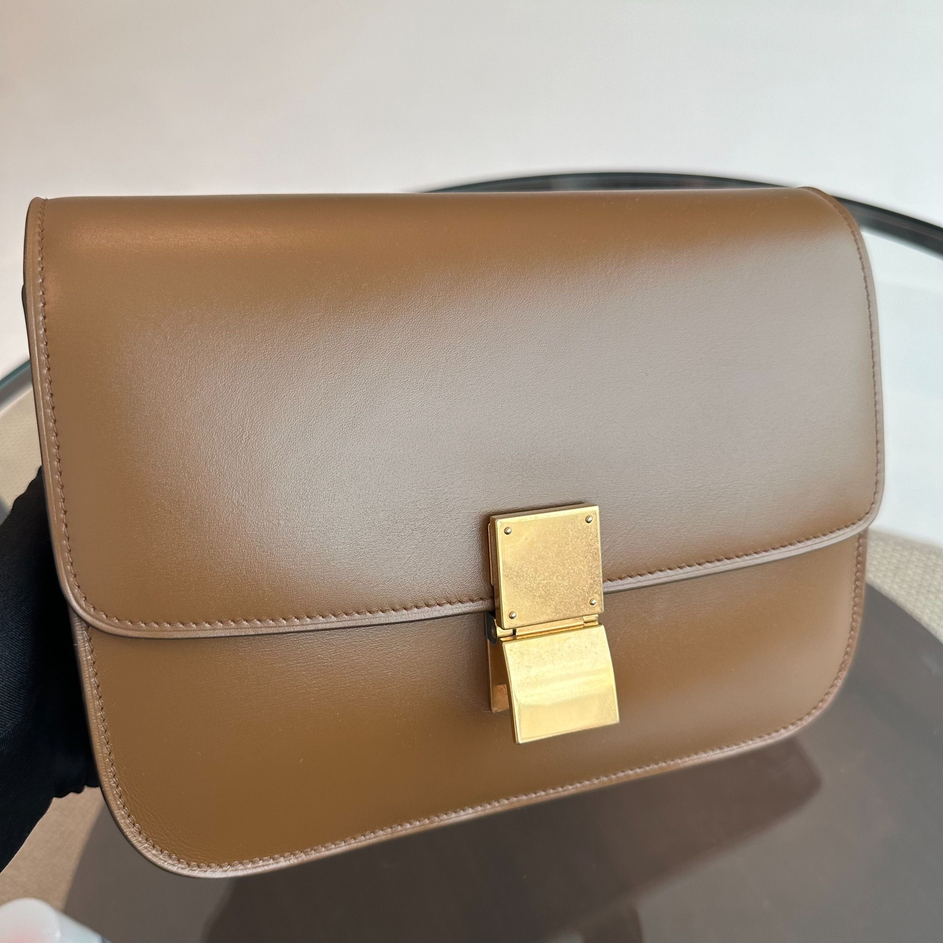 Celine Classic Box Medium Smooth Calfskin Leather Caramel GHW - Luxury Evermore