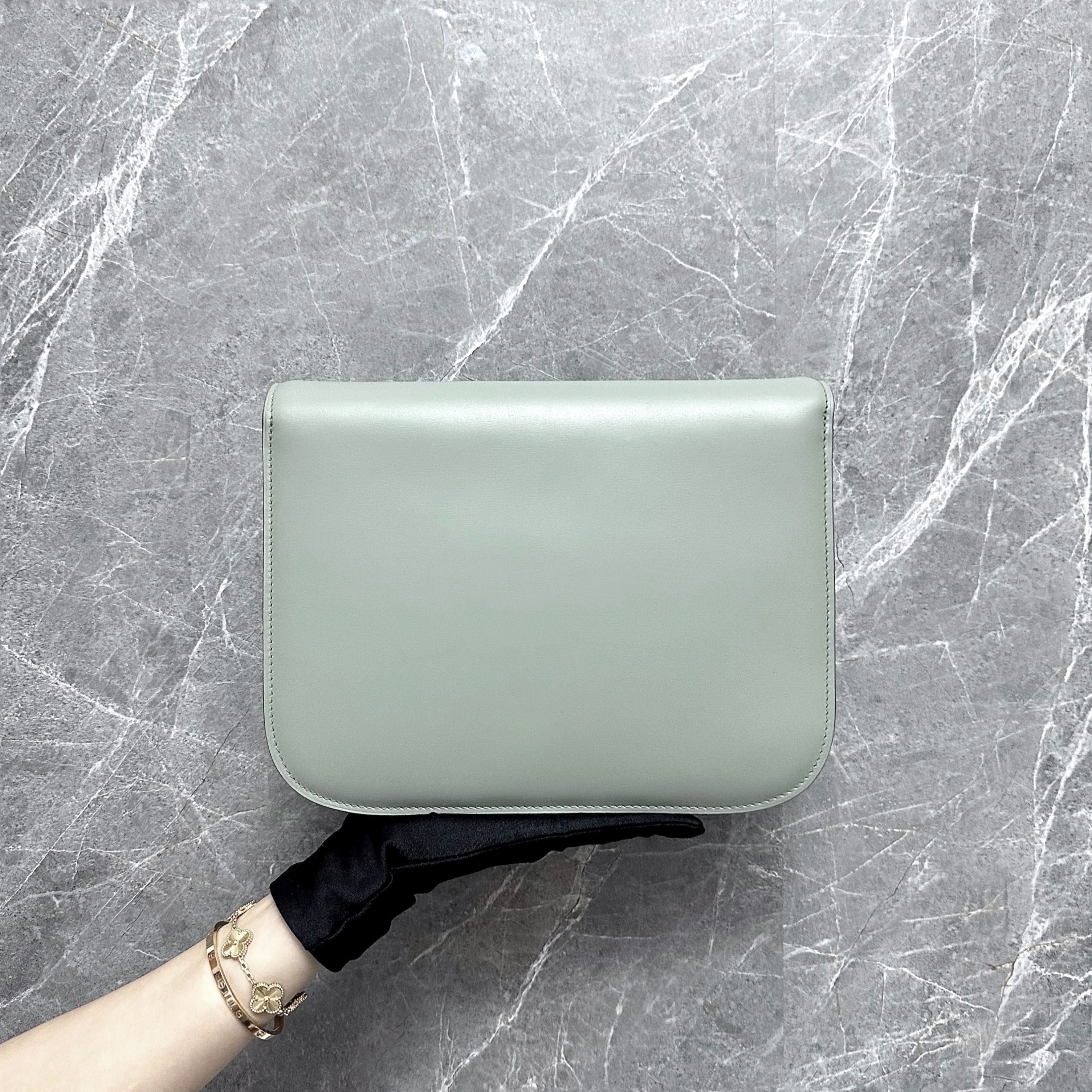 Celine Classic Box Medium Smooth Leather Grey GHW - Luxury Evermore