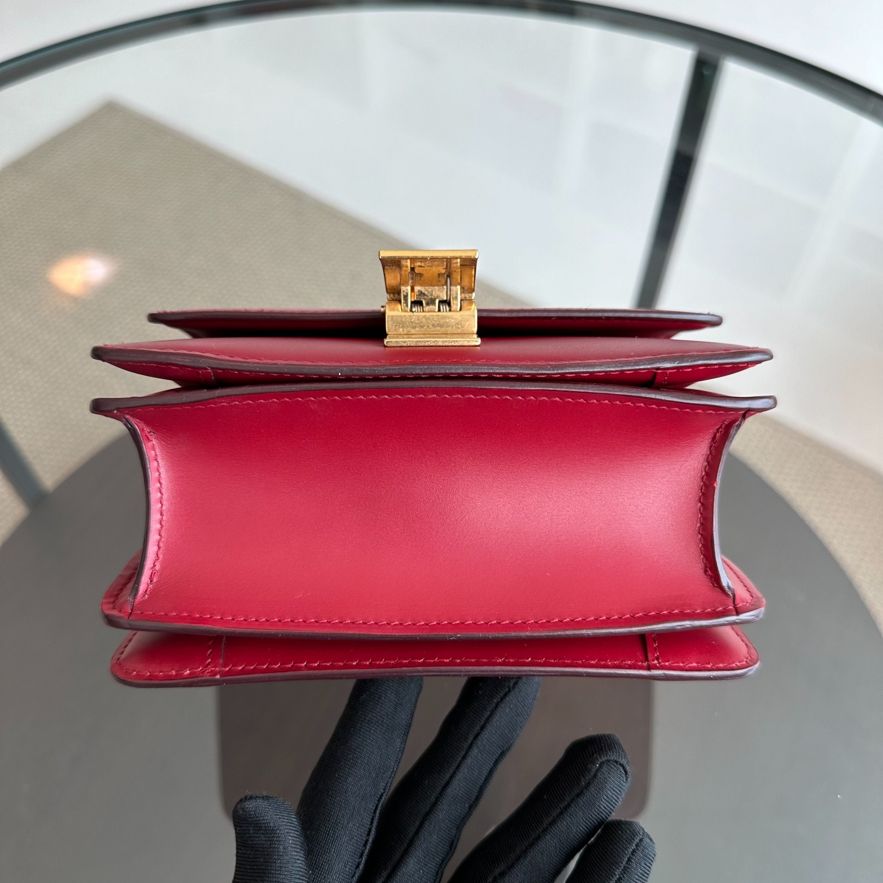 Celine Classic Box Small Smooth Calfskin Burgendy GHW - Luxury Evermore