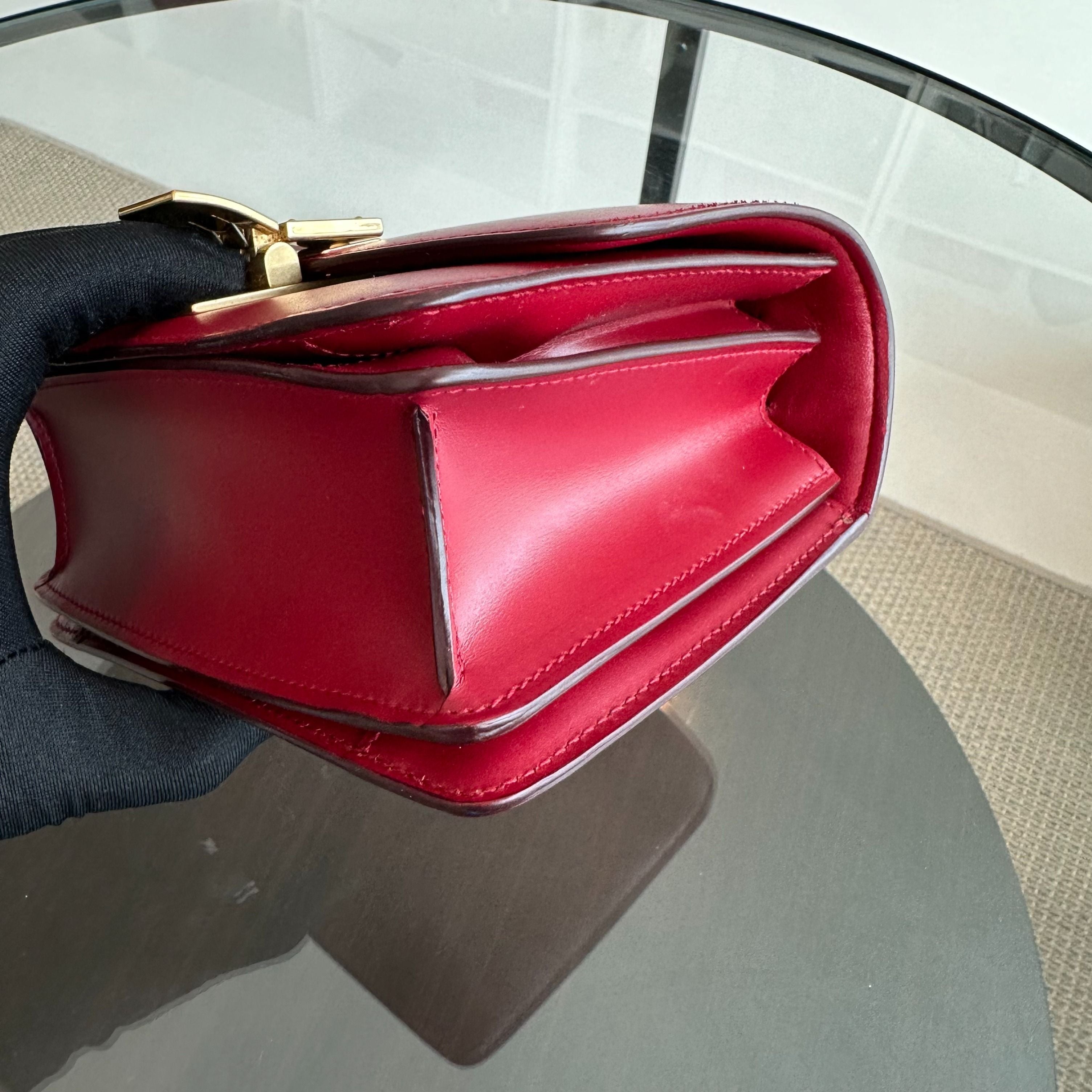 Celine Classic Box Small Smooth Calfskin Burgendy GHW - Luxury Evermore