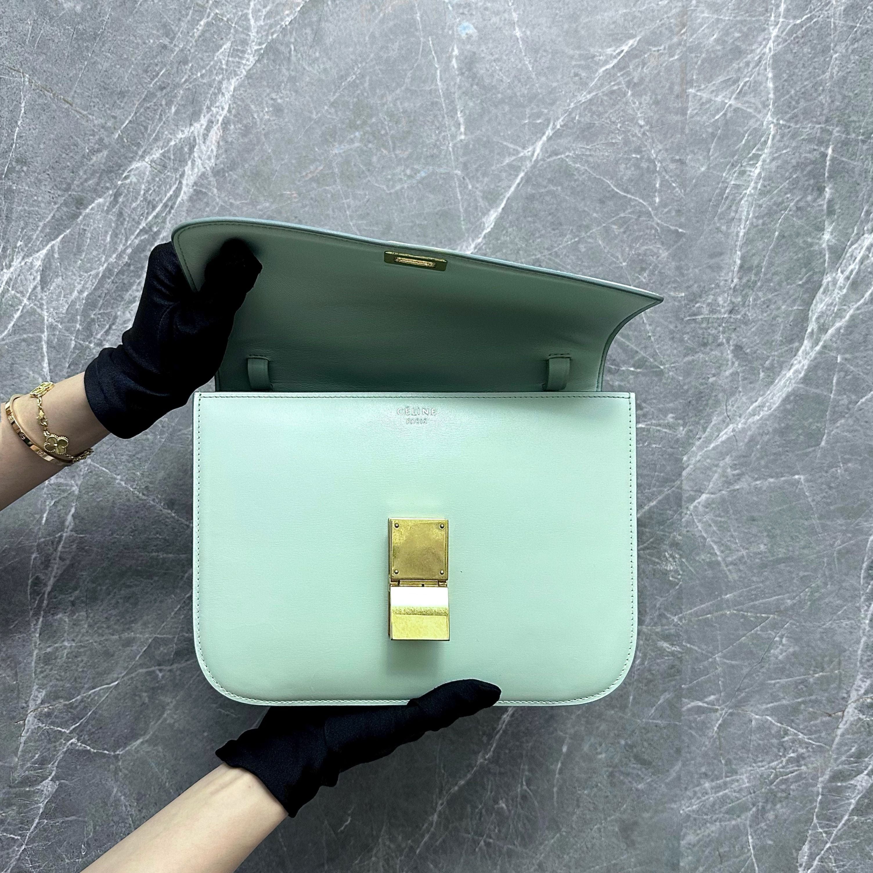 Celine Classic Box Smooth Calfskin Mint Green GHW - Luxury Evermore