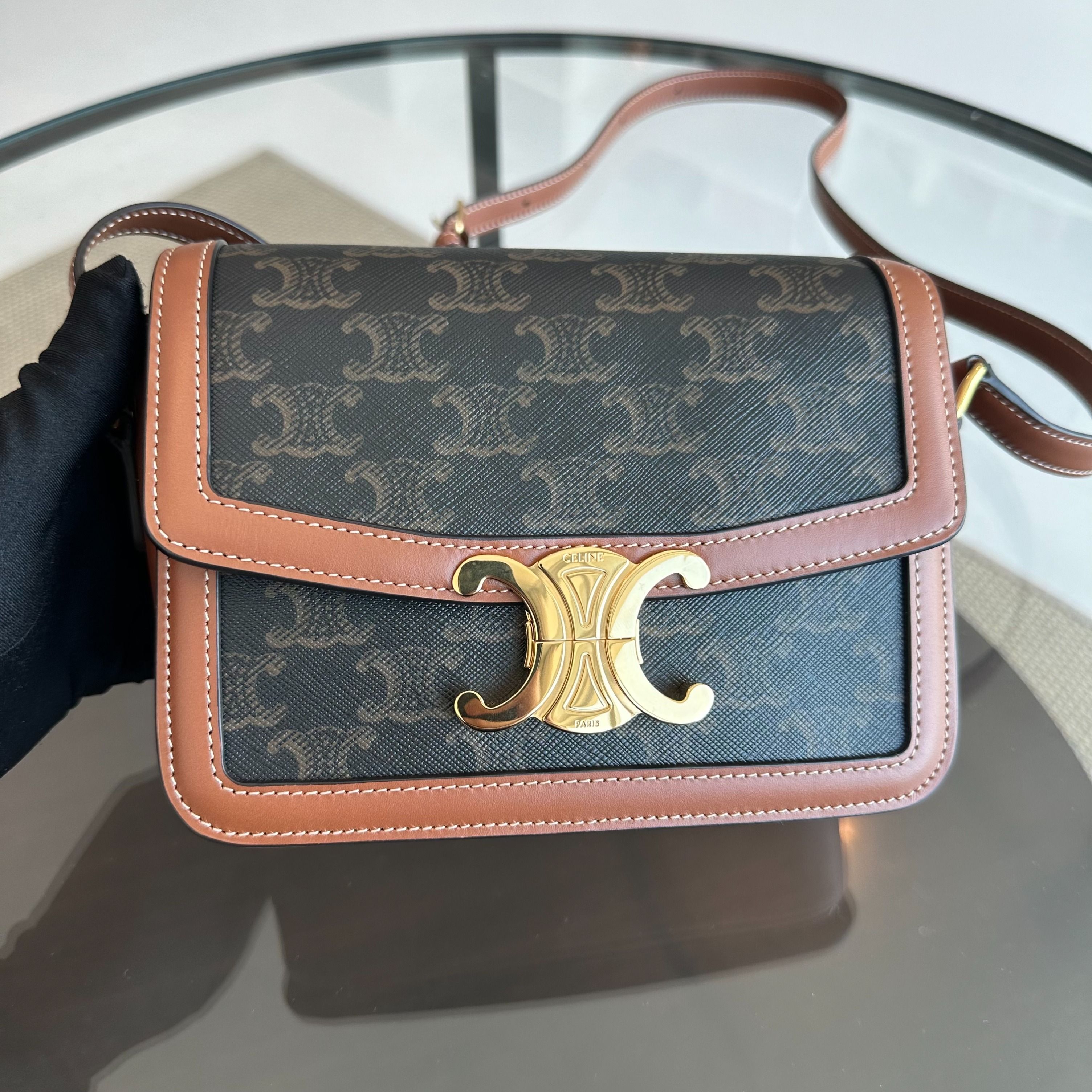 Celine Teen Triomphe in Triomphe Canvas Crossbody Bag - Luxury Evermore