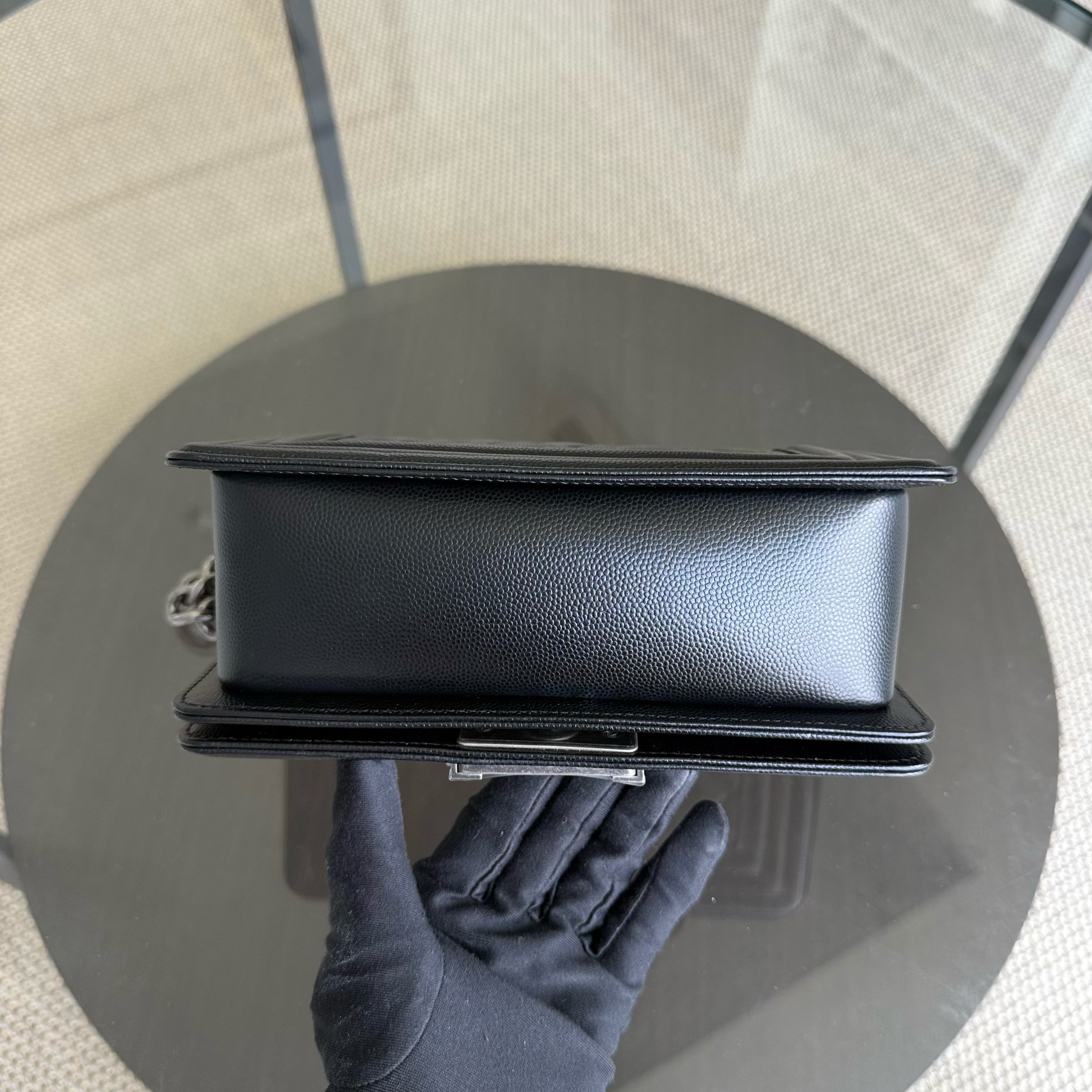 Chanel Boy Small - Caviar 20CM Quilted Black Ruthenium Silver Hardware Series 25