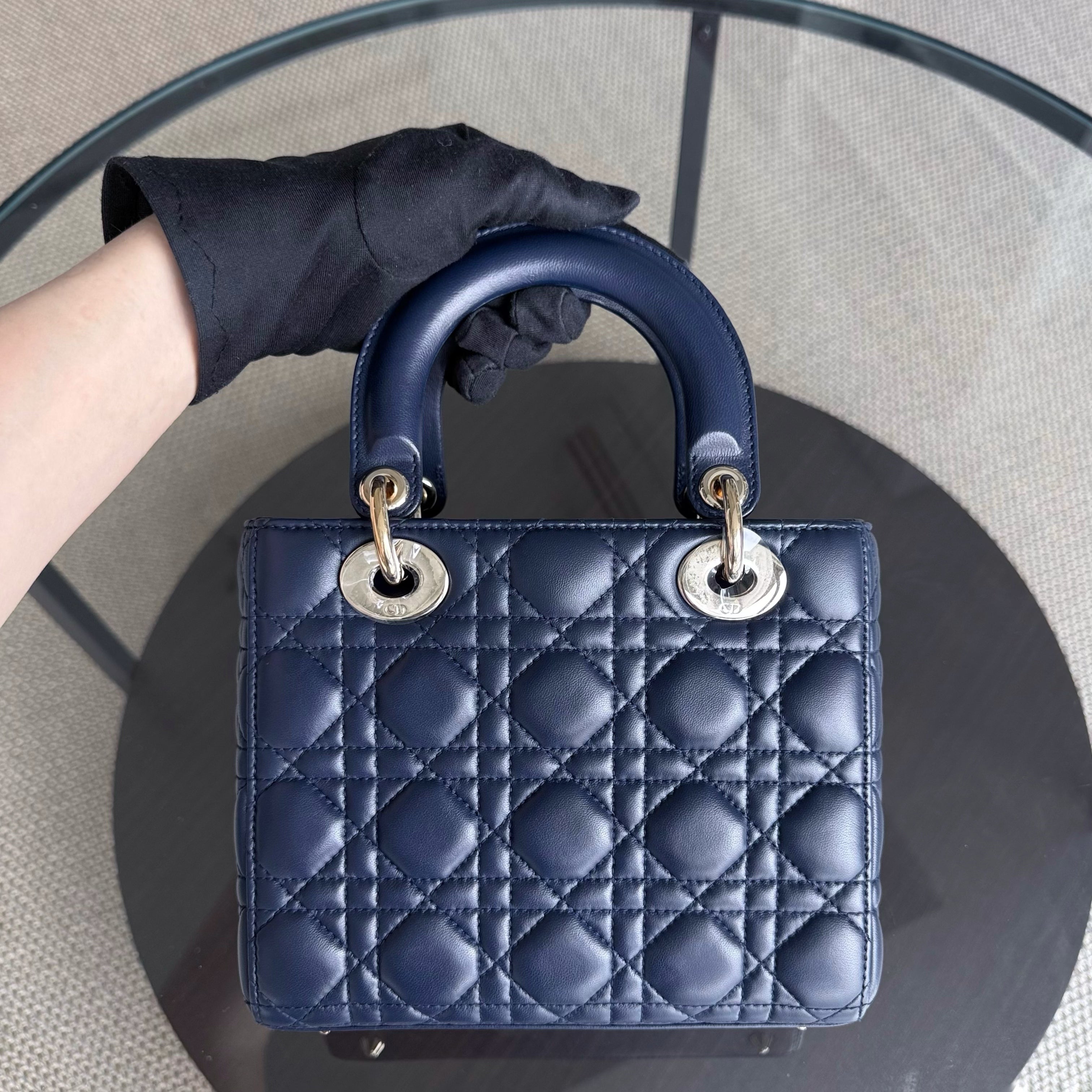 Dior Lady Small - Cannage Lambskin Dark Blue Gold Hardware