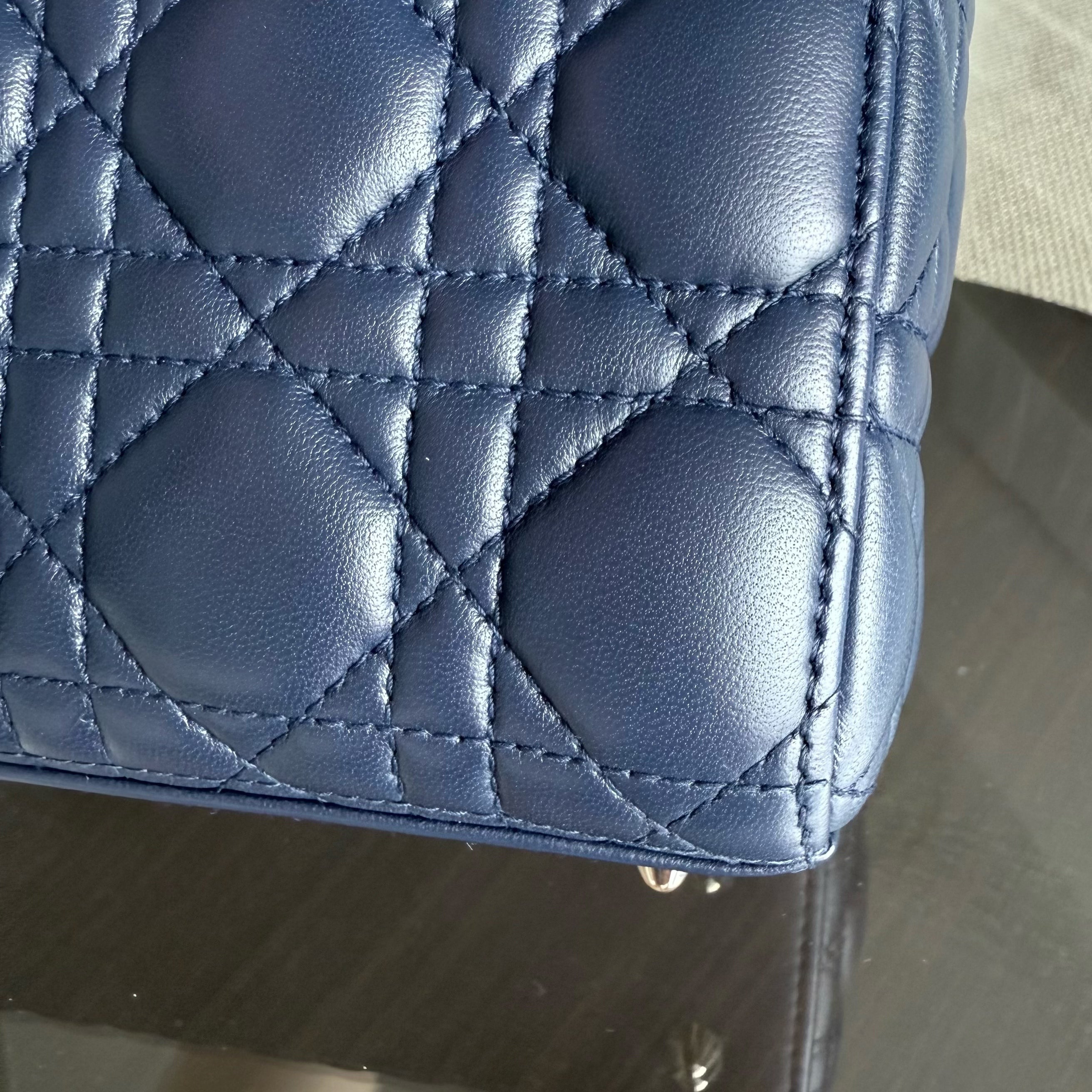 Dior Lady Small - Cannage Lambskin Dark Blue Gold Hardware