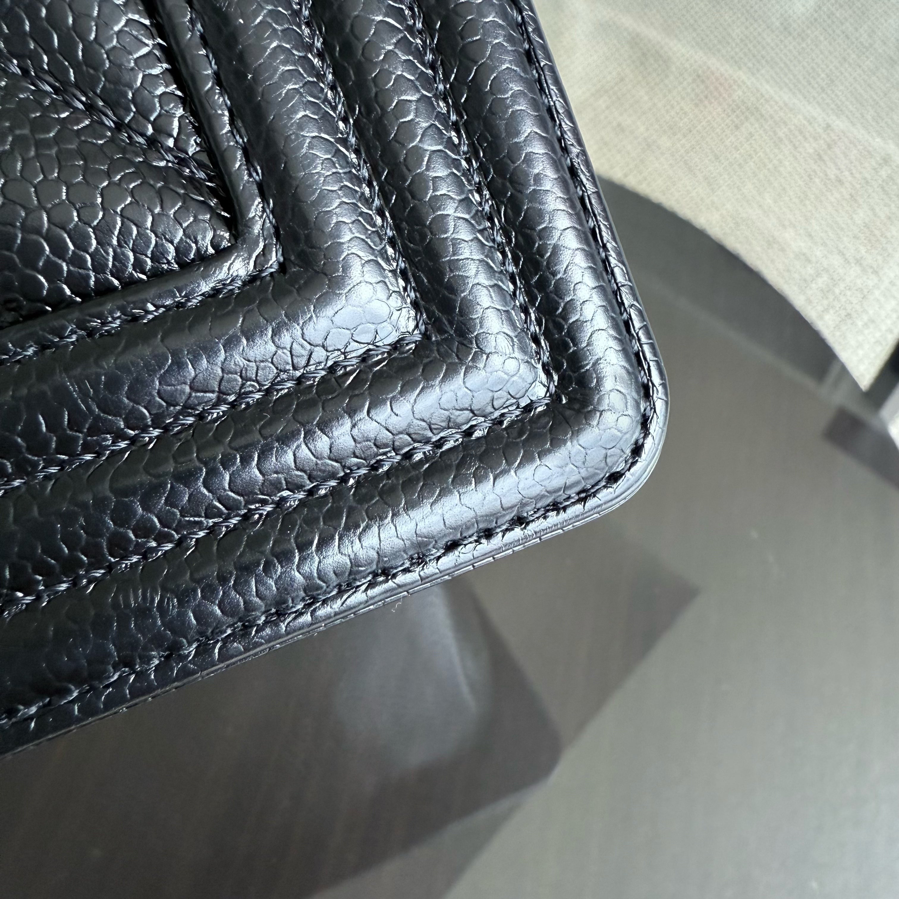 Chanel Boy Medium - Caviar 25CM Chevron Black Silver Hardware Series 29
