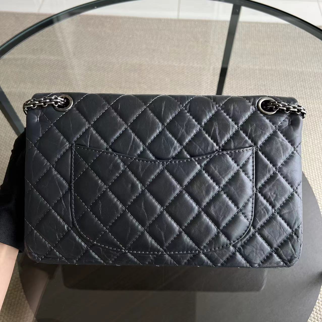 Chanel 2.55 226 Reissue Quilted Calfskin Grey Gray Silver Hardware Series 16 - Luxury Evermore