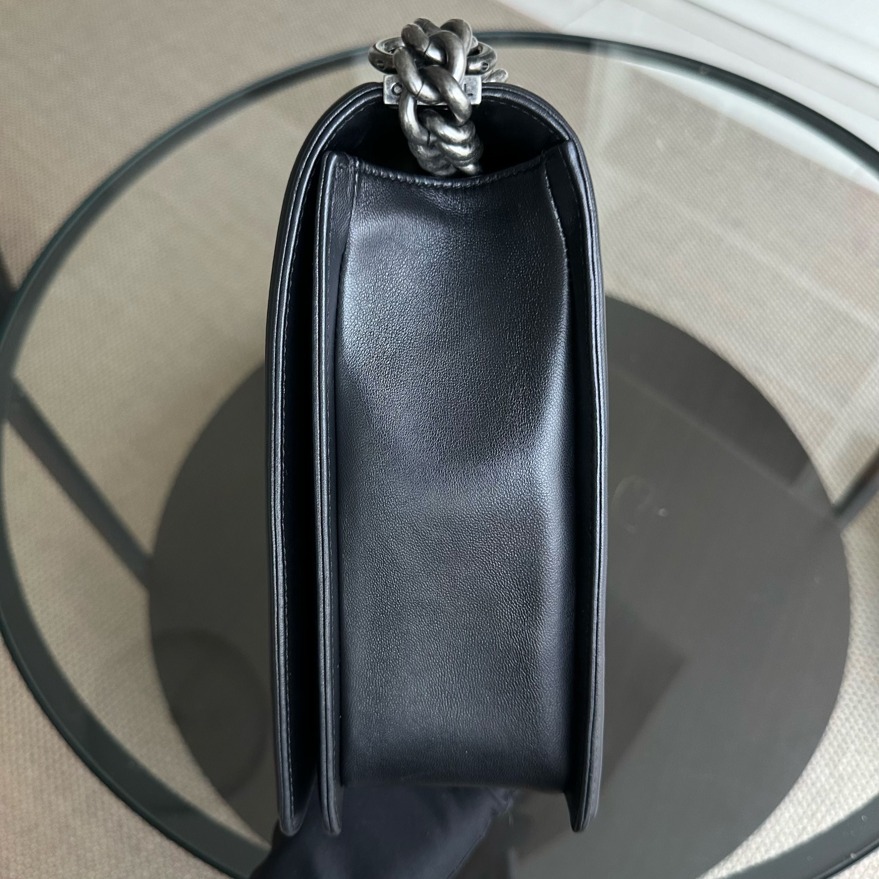 Chanel Boy Large 30CM Quilted Lambskin Black RSHW No 16 - Luxury Evermore