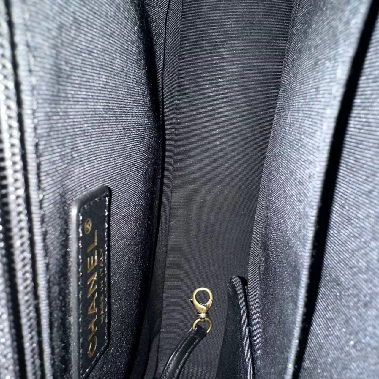 Chanel Boy Large 30CM Quilted Lambskin Leboy Black GHW No 19 - Luxury Evermore