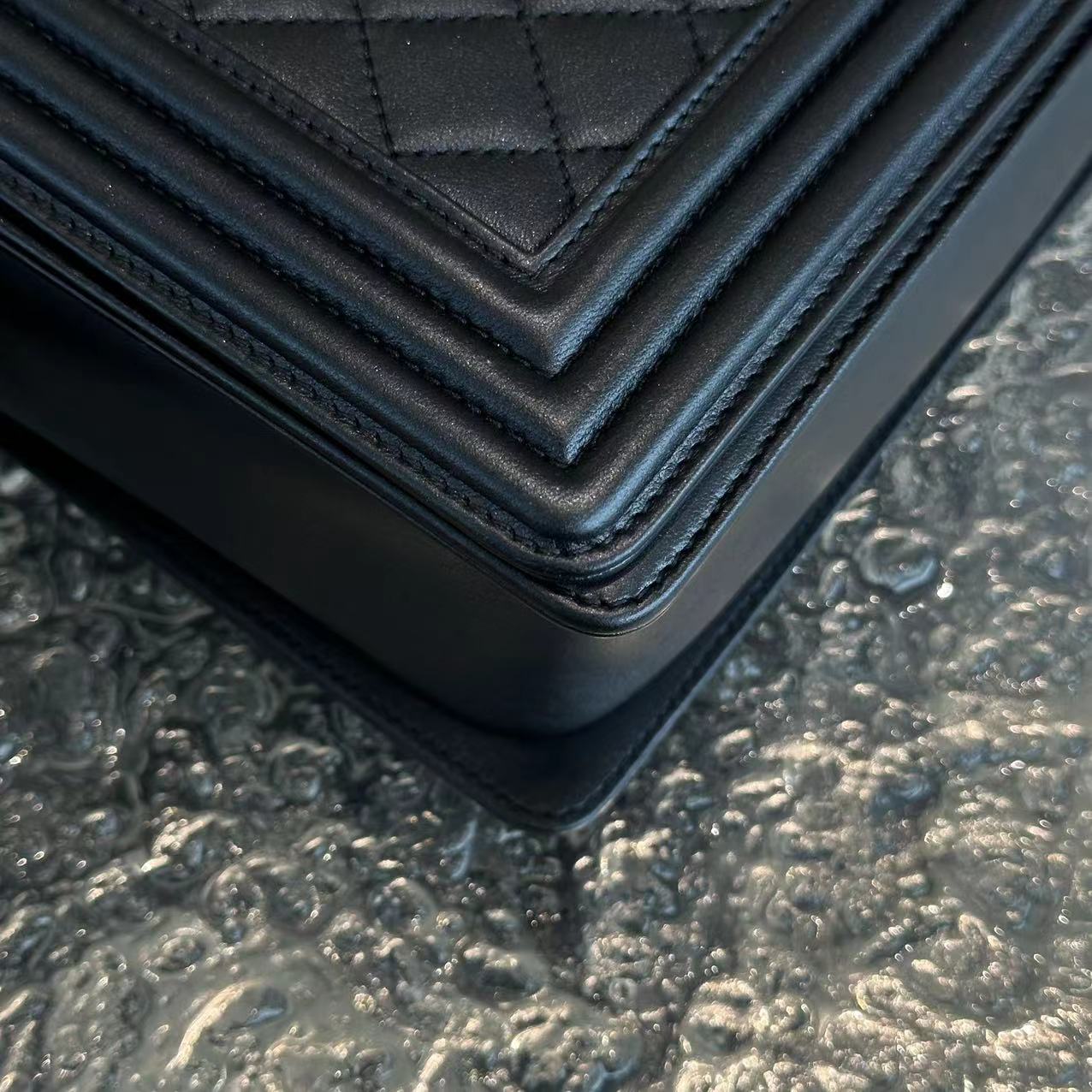 Chanel Boy Large 30CM Quilted Lambskin Leboy Black GHW No 19 - Luxury Evermore