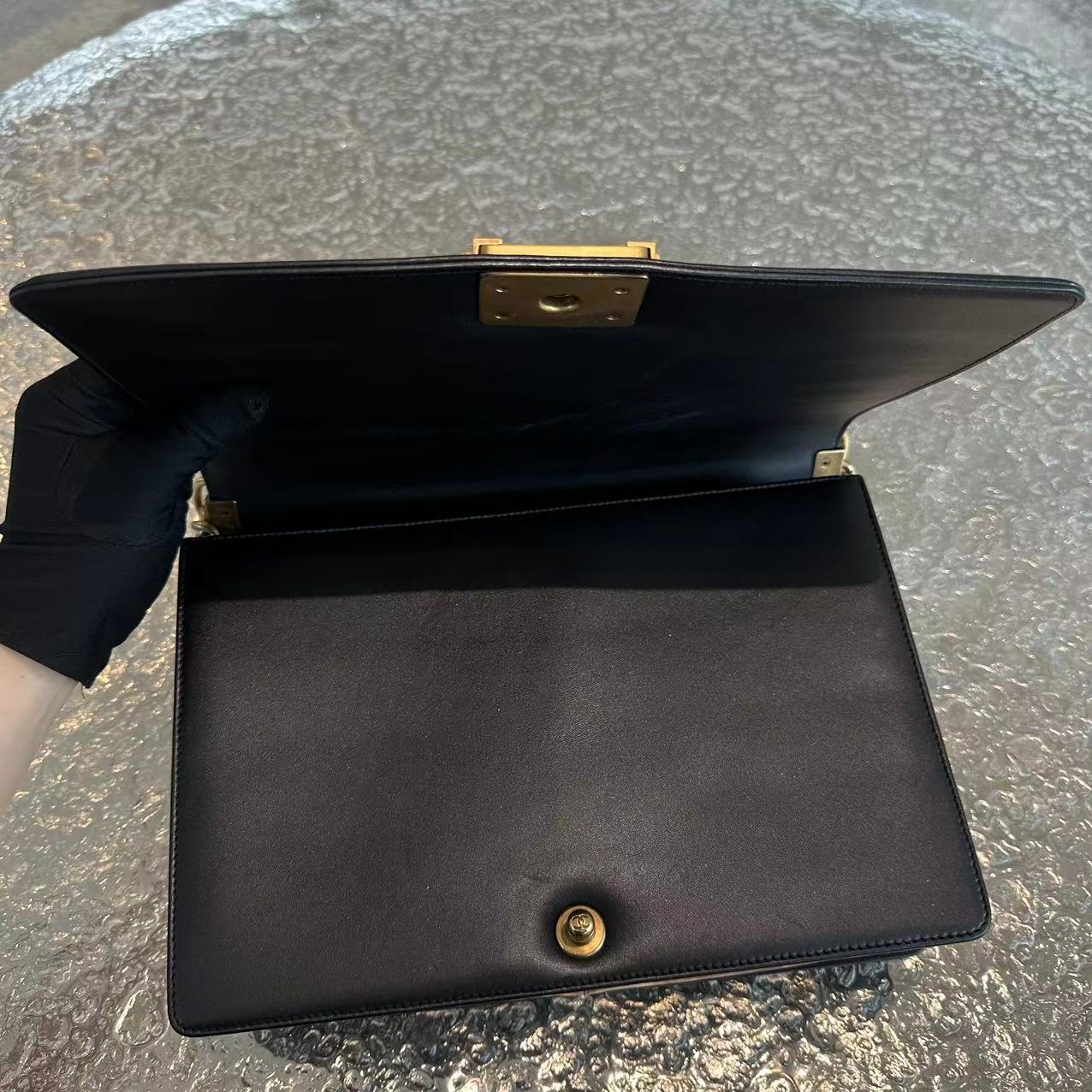 Chanel Boy Large 30CM Quilted Lambskin Leboy Black GHW No 19 - Luxury Evermore