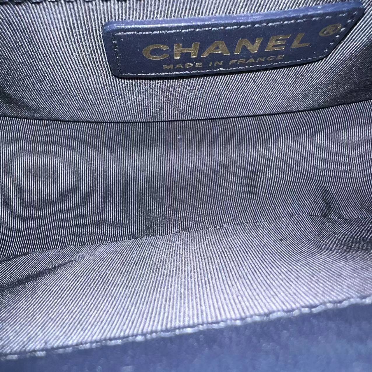 Chanel Boy Small 20CM Quilted Lambskin Dark Navy Blue Leboy Golden Hardware Series 25 - Luxury Evermore