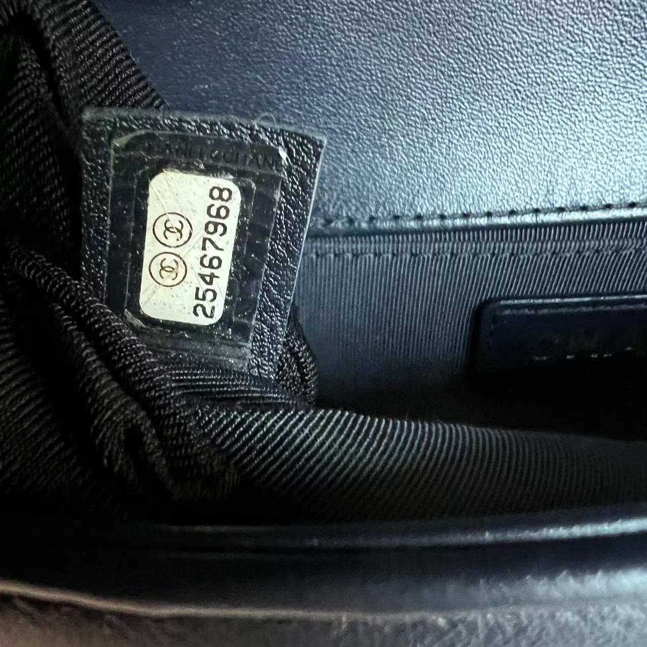 Chanel Boy Small 20CM Quilted Lambskin Dark Navy Blue Leboy Golden Hardware Series 25 - Luxury Evermore