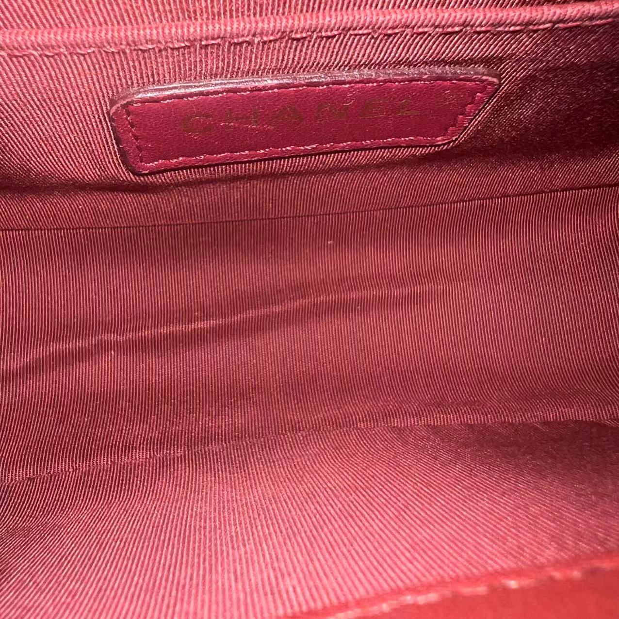 Chanel Boy Small Quilted Lambskin Dark Red Golden Hardware Leboy Series 24 - Luxury Evermore