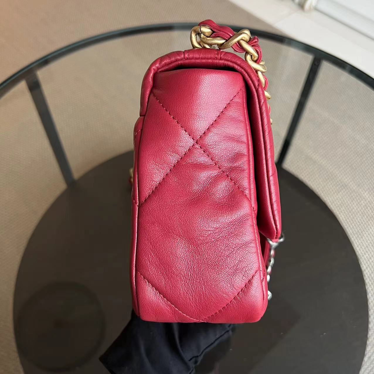 Chanel C19 Goatskin Small 19 Quilted Goatskin Burgundy Dark Red GHW No 30 - Luxury Evermore