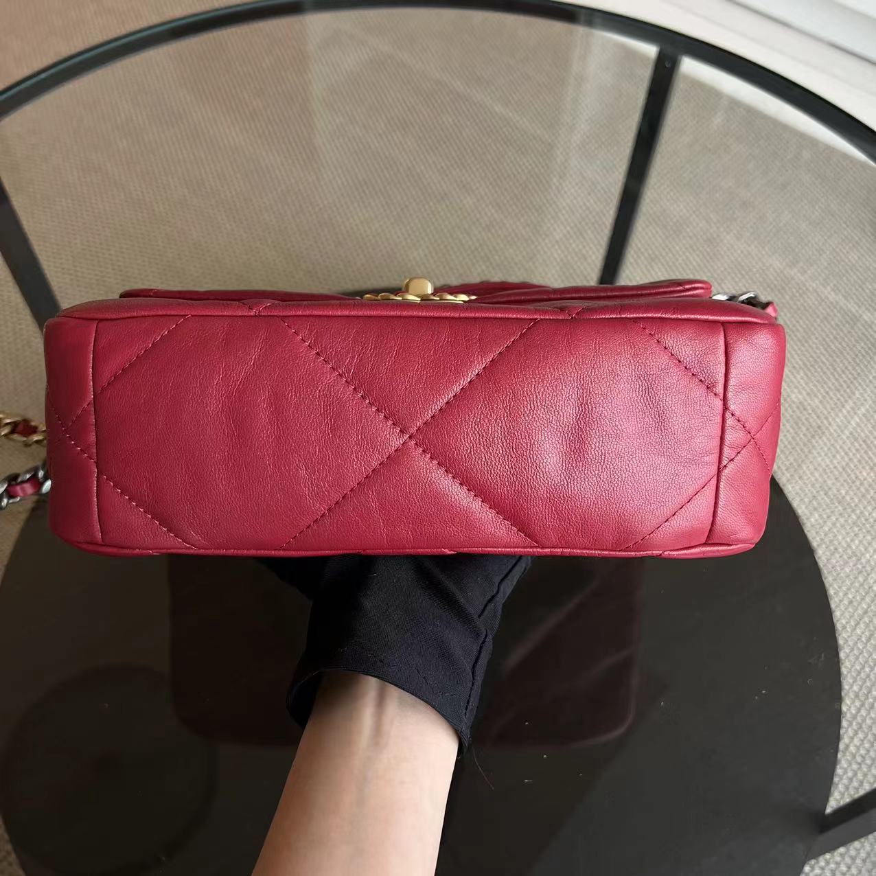 Chanel C19 Goatskin Small 19 Quilted Goatskin Burgundy Dark Red GHW No 30 - Luxury Evermore