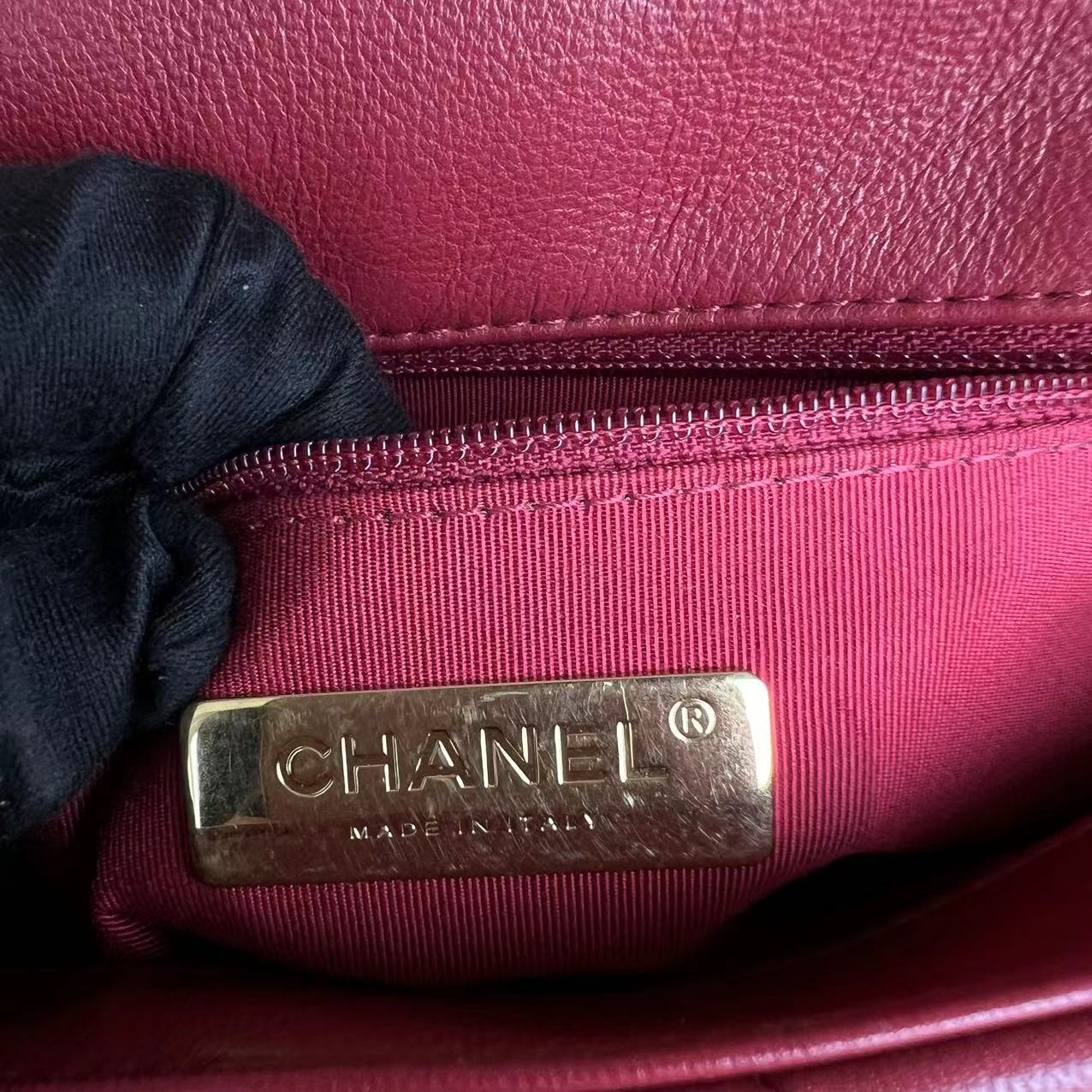 Chanel C19 Goatskin Small 19 Quilted Goatskin Burgundy Dark Red GHW No 30 - Luxury Evermore