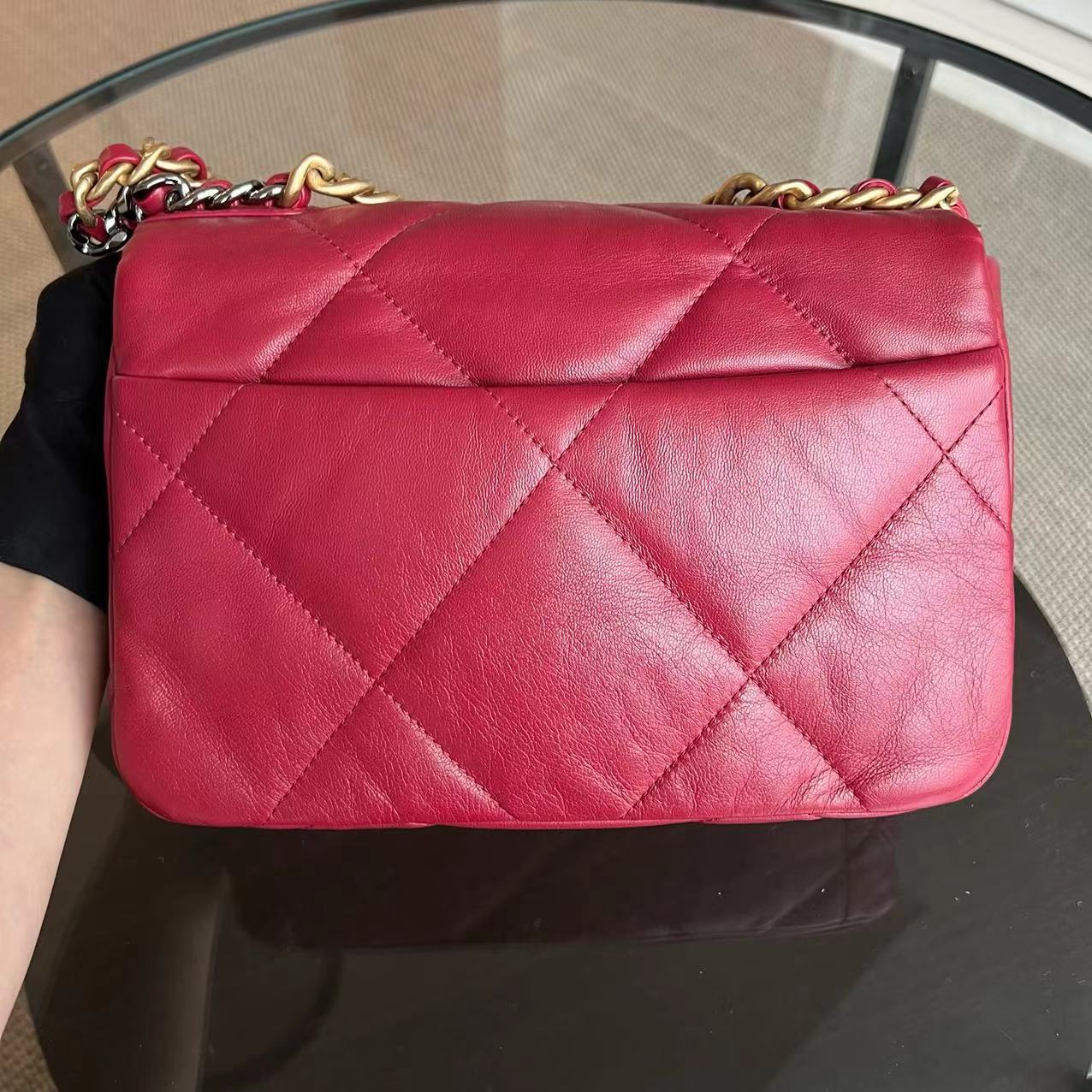 Chanel C19 Goatskin Small 19 Quilted Goatskin Burgundy Dark Red GHW No 30 - Luxury Evermore