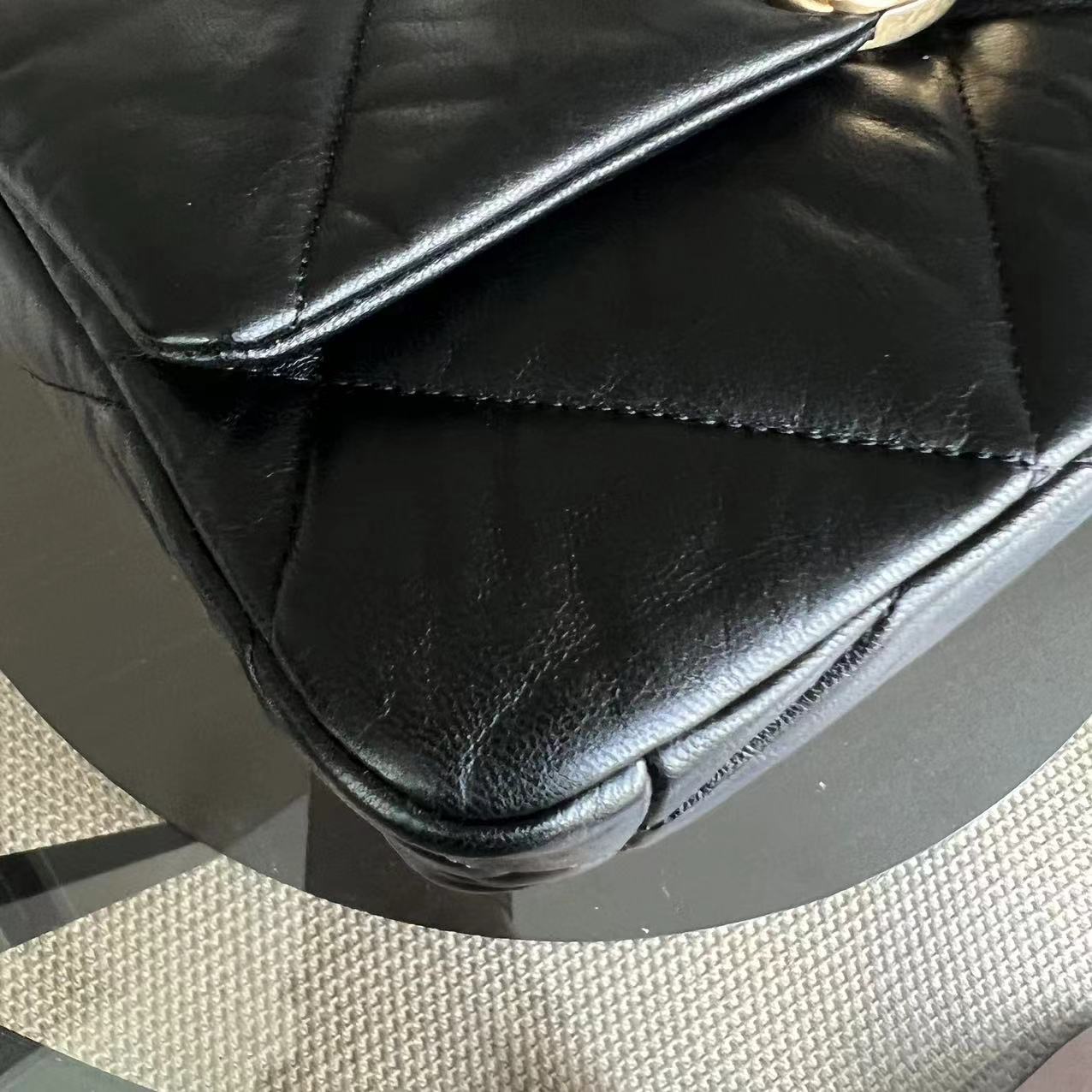 Chanel C19 Small 19 Bag Quilted Goatskin Black Two-Tone Hardware Series 30 - Luxury Evermore