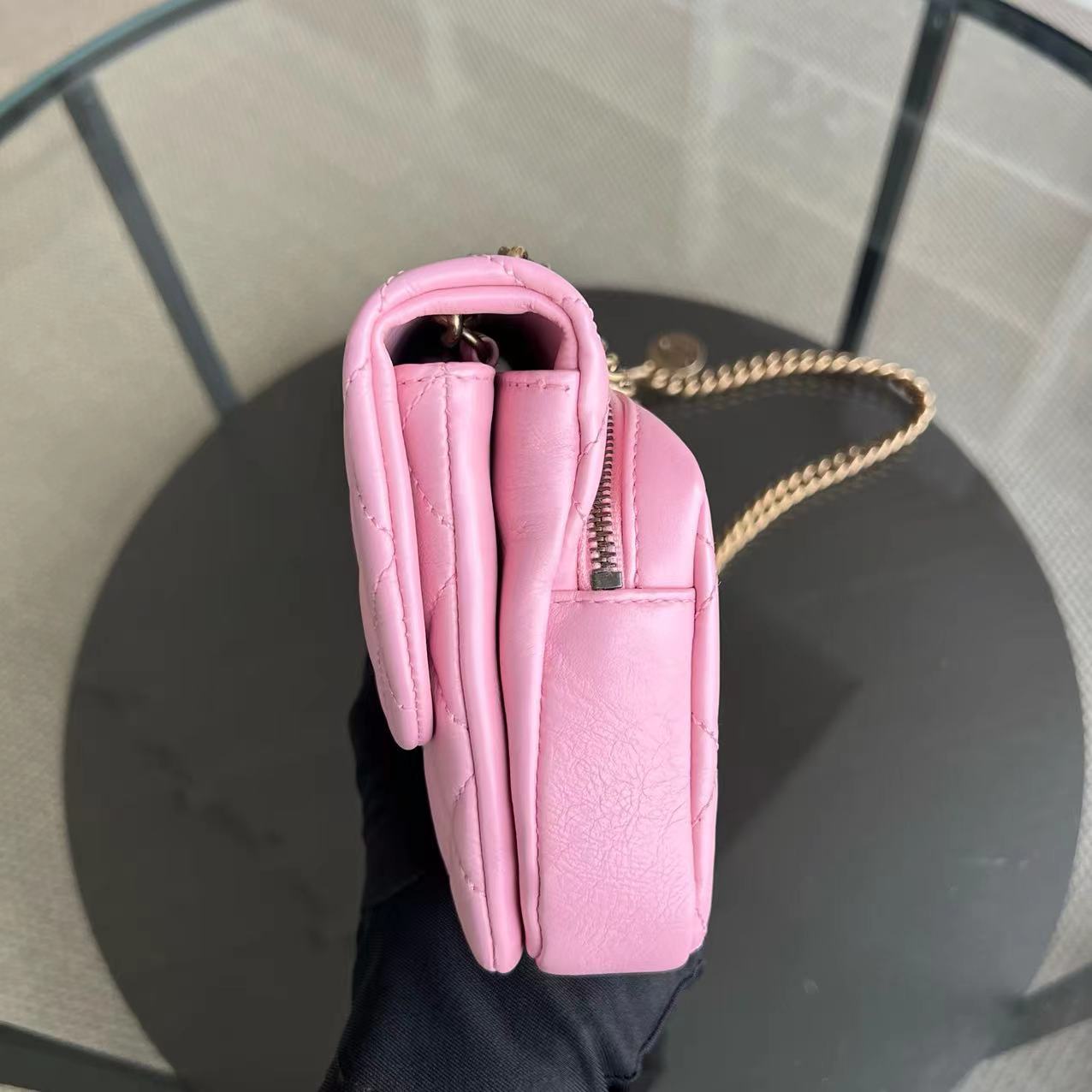 Chanel Calfskin CC Seasonal Flap Zipped Single Flap Quilted Pink Golden Hardware Series 18 - Luxury Evermore