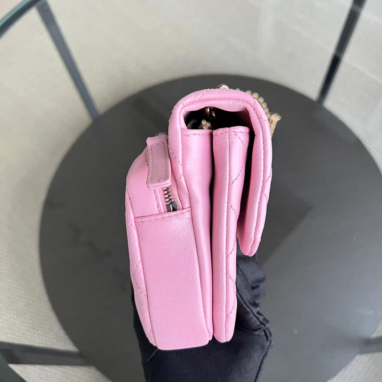 Chanel Calfskin CC Seasonal Flap Zipped Single Flap Quilted Pink Golden Hardware Series 18 - Luxury Evermore