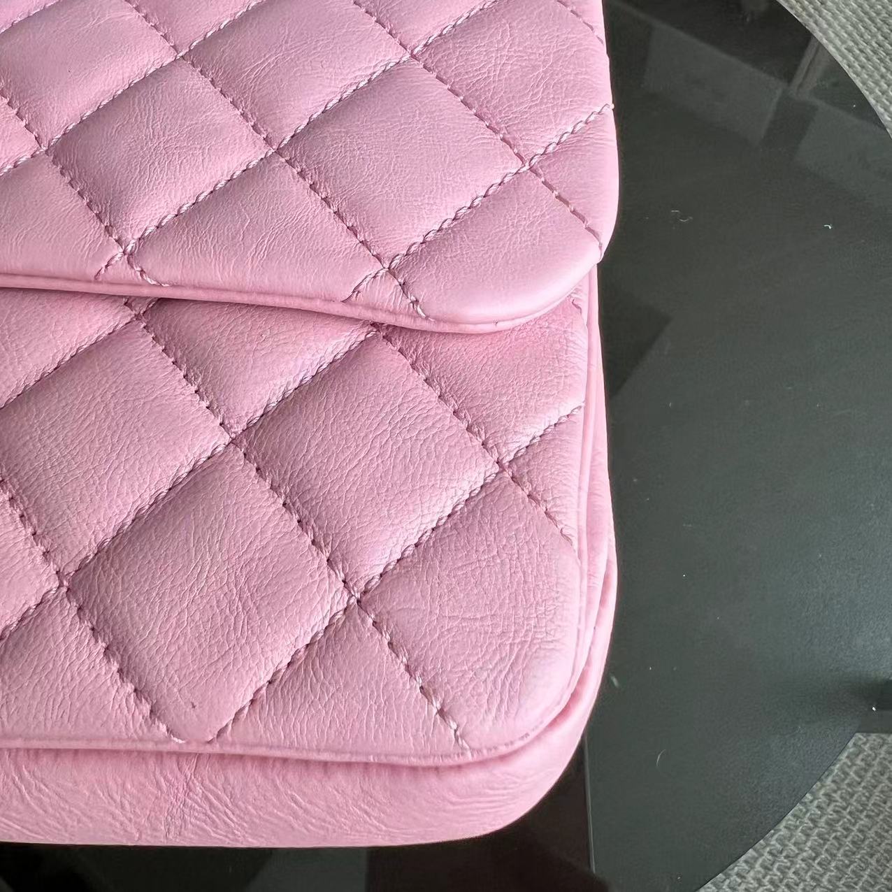 Chanel Calfskin CC Seasonal Flap Zipped Single Flap Quilted Pink Golden Hardware Series 18 - Luxury Evermore