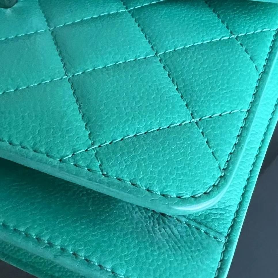 Chanel Caviar 25CM 2017 Urban Handle Quilted Grained Calfskin Green Blue Silver Hardware Series 23 - Luxury Evermore