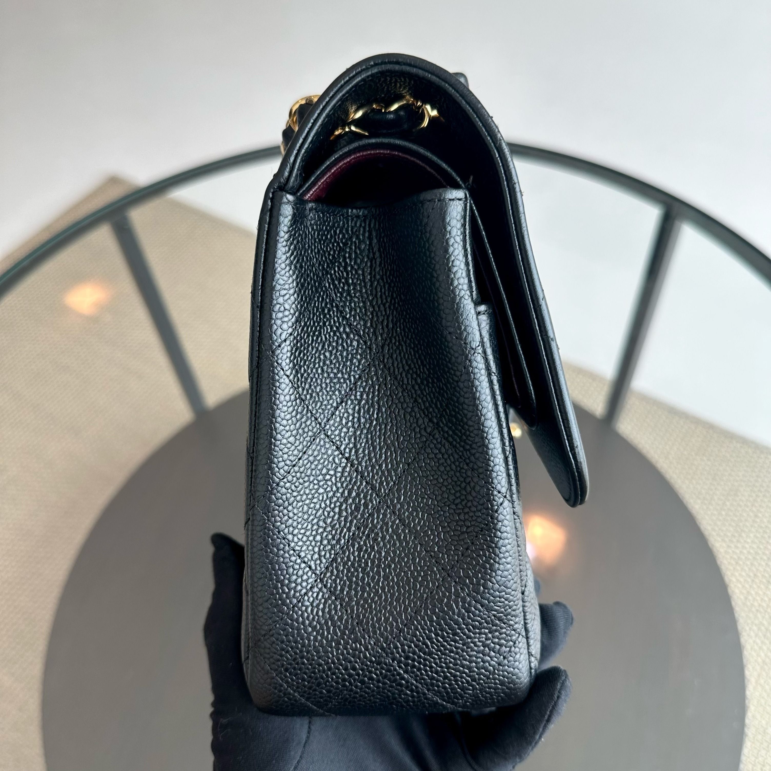 Chanel Caviar Double Flap Jumbo Classic Flap Black GHW No 18 - Luxury Evermore