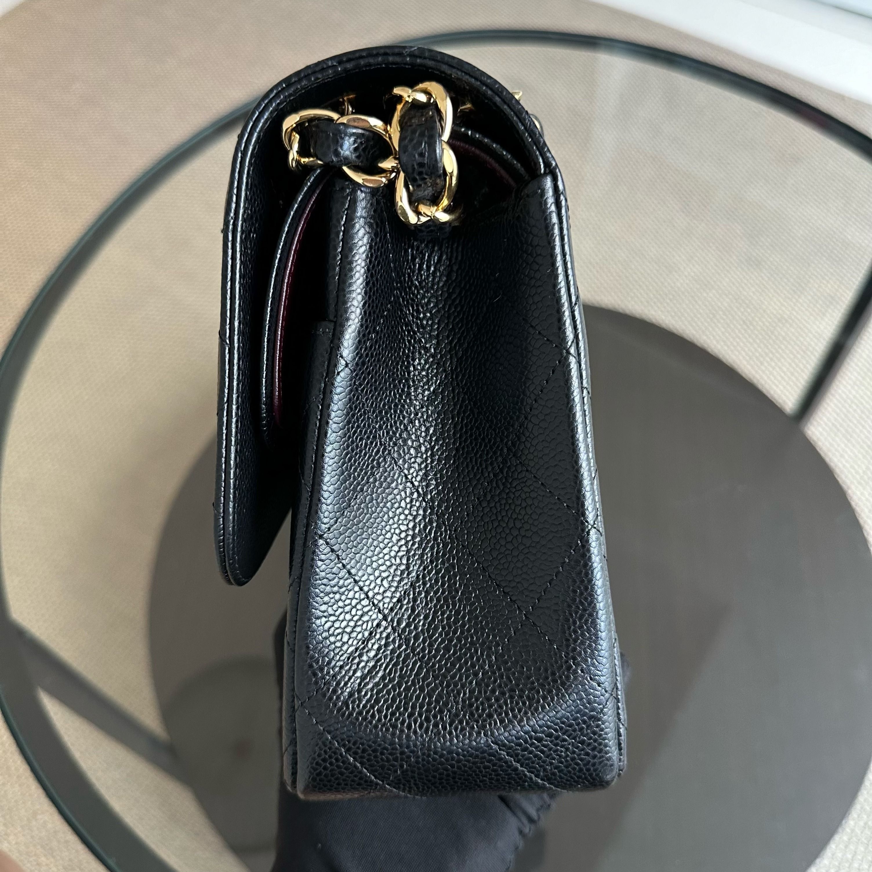 Chanel Caviar Double Flap Jumbo Classic Flap Black GHW No 23 - Luxury Evermore