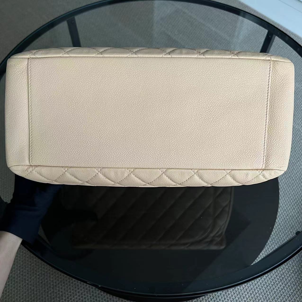 Chanel Caviar GST Grand Shopping Tote Quilted Calfskin Beige SHW No 15 - Luxury Evermore