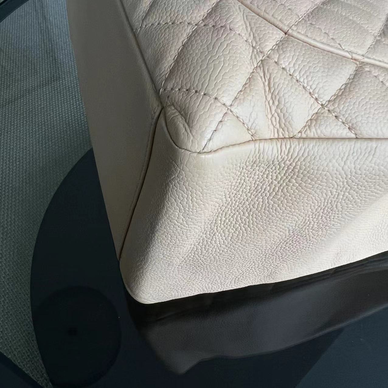 Chanel Caviar GST Grand Shopping Tote Quilted Calfskin Beige SHW No 15 - Luxury Evermore