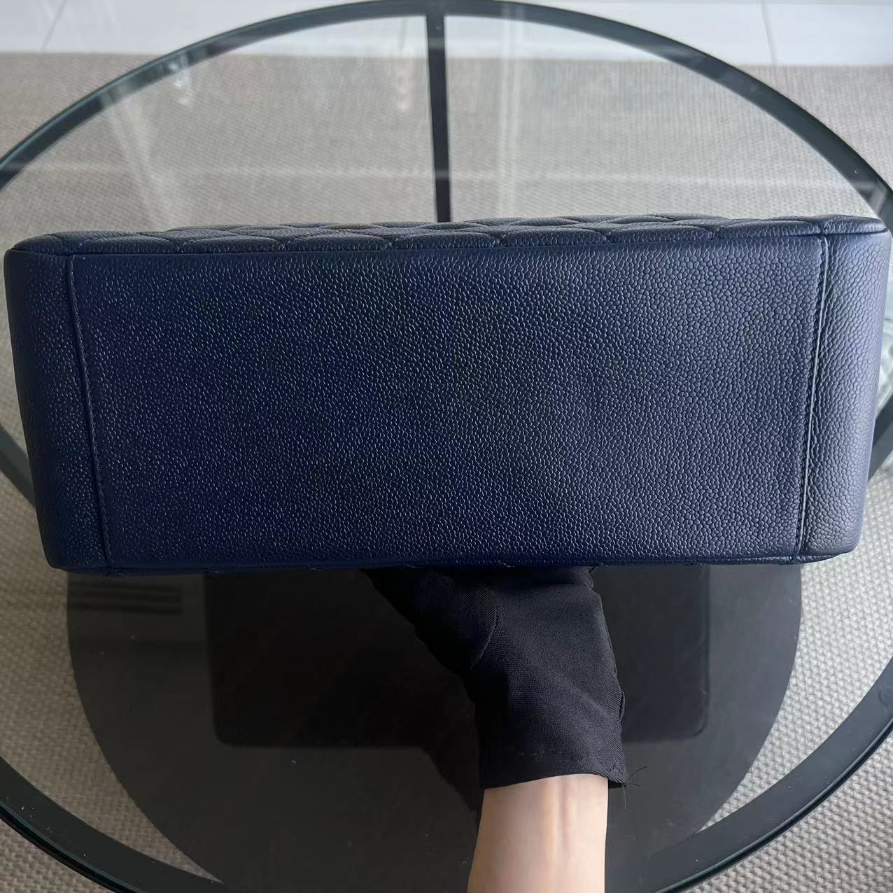 Chanel Caviar GST Grand Shopping Tote Quilted Grained Calfskin Dark Blue Golden Hardware Series 18 - Luxury Evermore