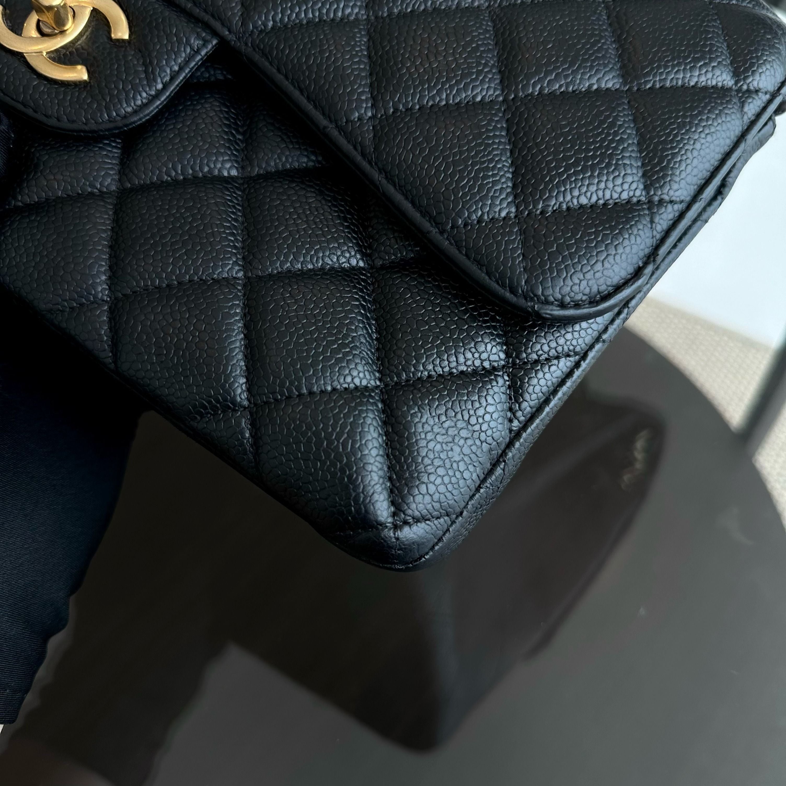 Chanel Caviar Jumbo Classic Flap Double Flap Quilted Calfskin Black GHW No 18 - Luxury Evermore