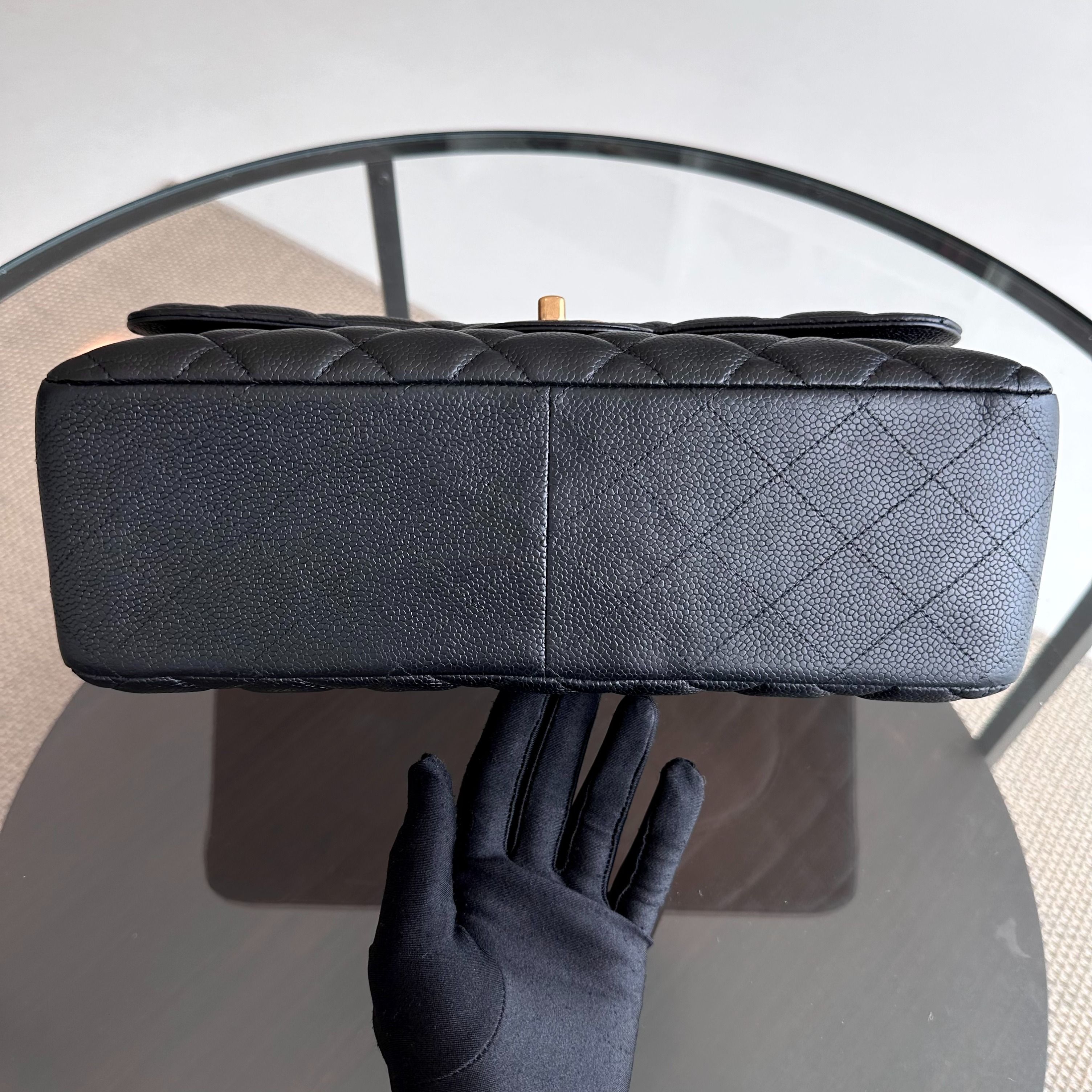 Chanel Caviar Jumbo Classic Flap Double Flap Quilted Calfskin Black GHW No 18 - Luxury Evermore