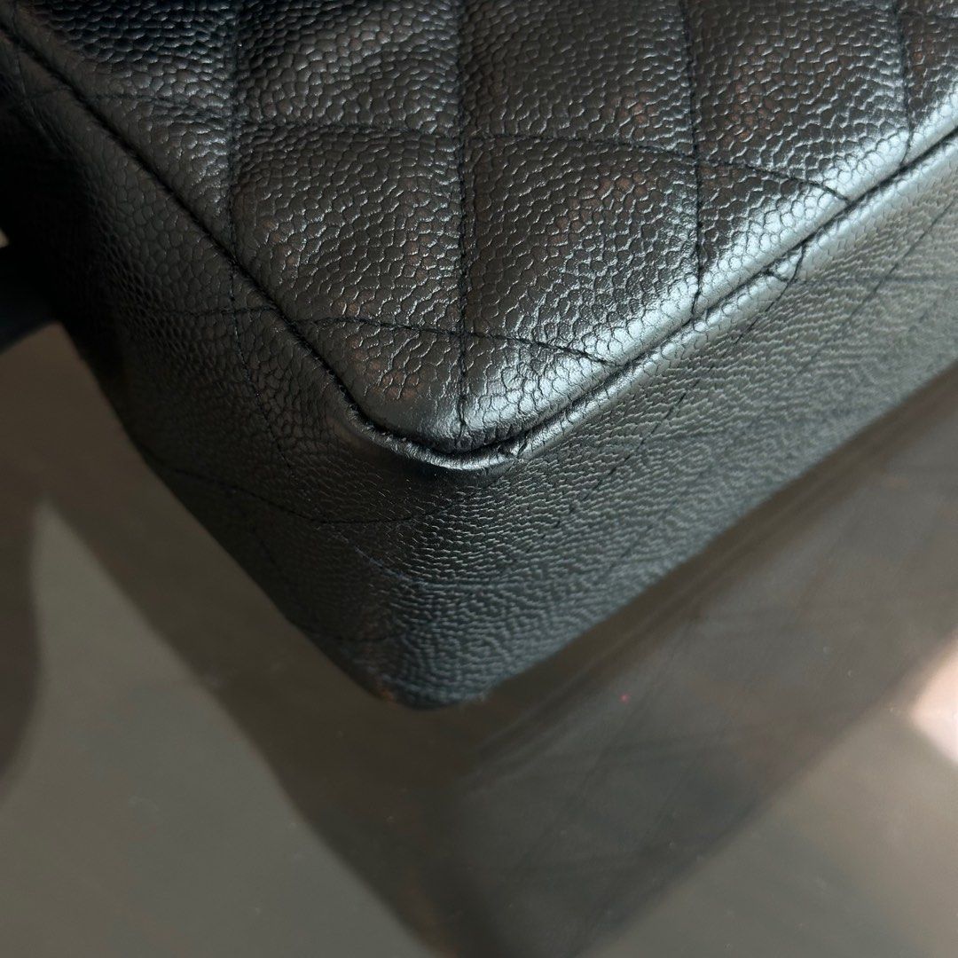 Chanel Caviar Jumbo Classic Flap Quilted Grained Calfskin Black SHW No 12 - Luxury Evermore