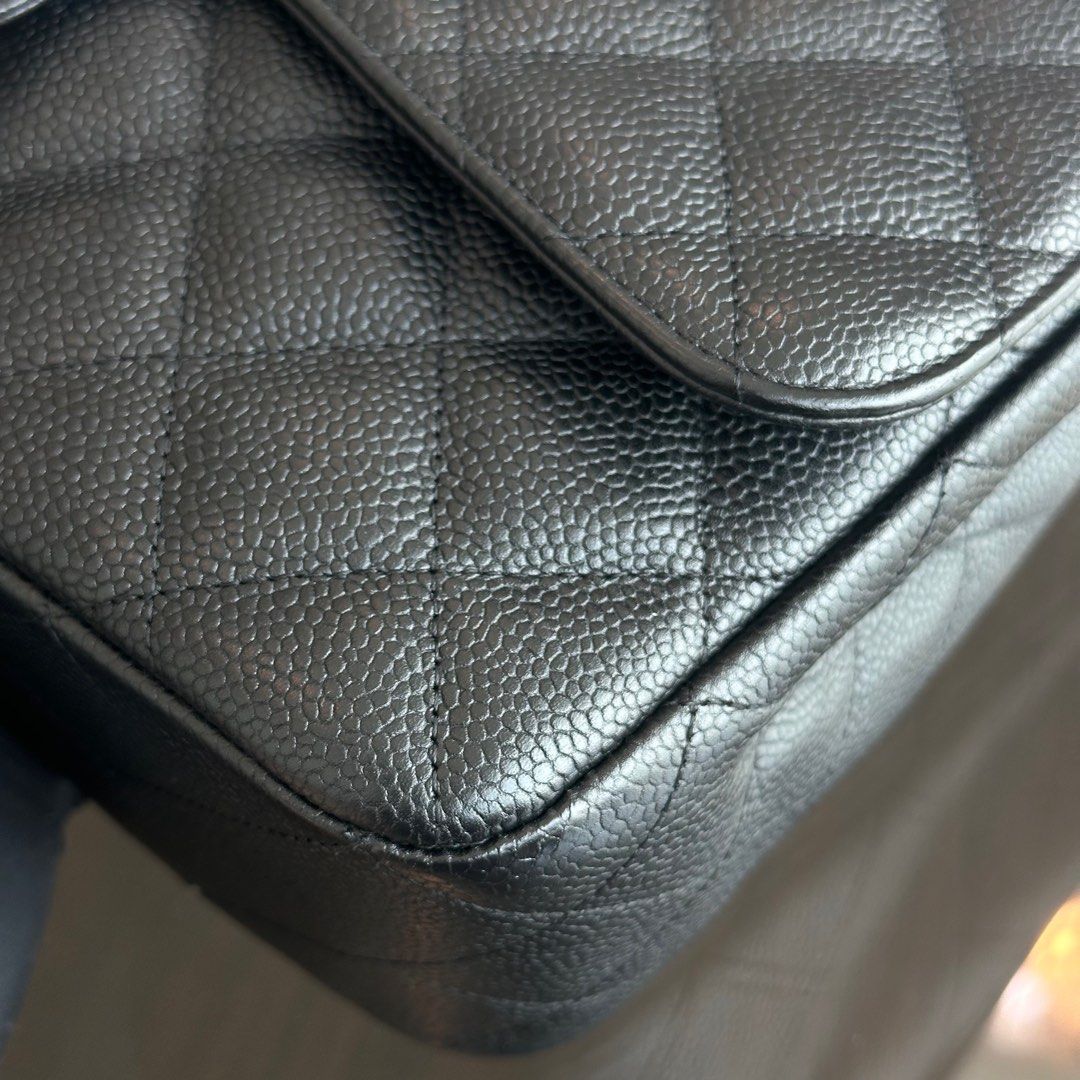 Chanel Caviar Jumbo Classic Flap Single Flap Quilted Calfskin Black GHW No 13 - Luxury Evermore