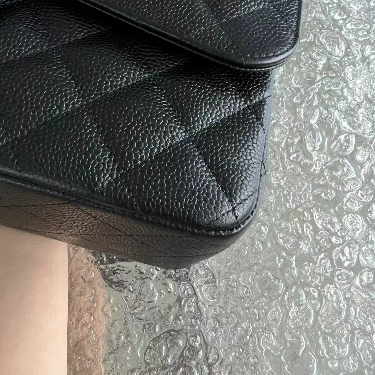 Chanel Caviar Jumbo Double Flap Classic Flap Quilted Calfskin Black Silver Hardware Series 19 - Luxury Evermore
