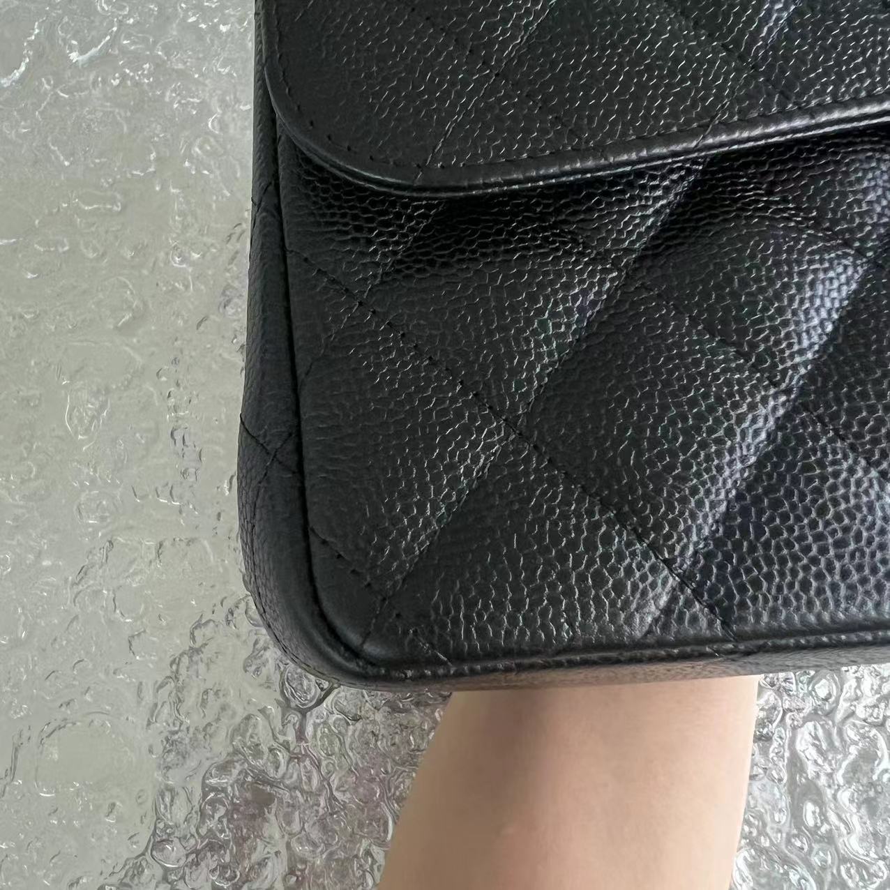 Chanel Caviar Jumbo Double Flap Classic Flap Quilted Calfskin Black Silver Hardware Series 19 - Luxury Evermore